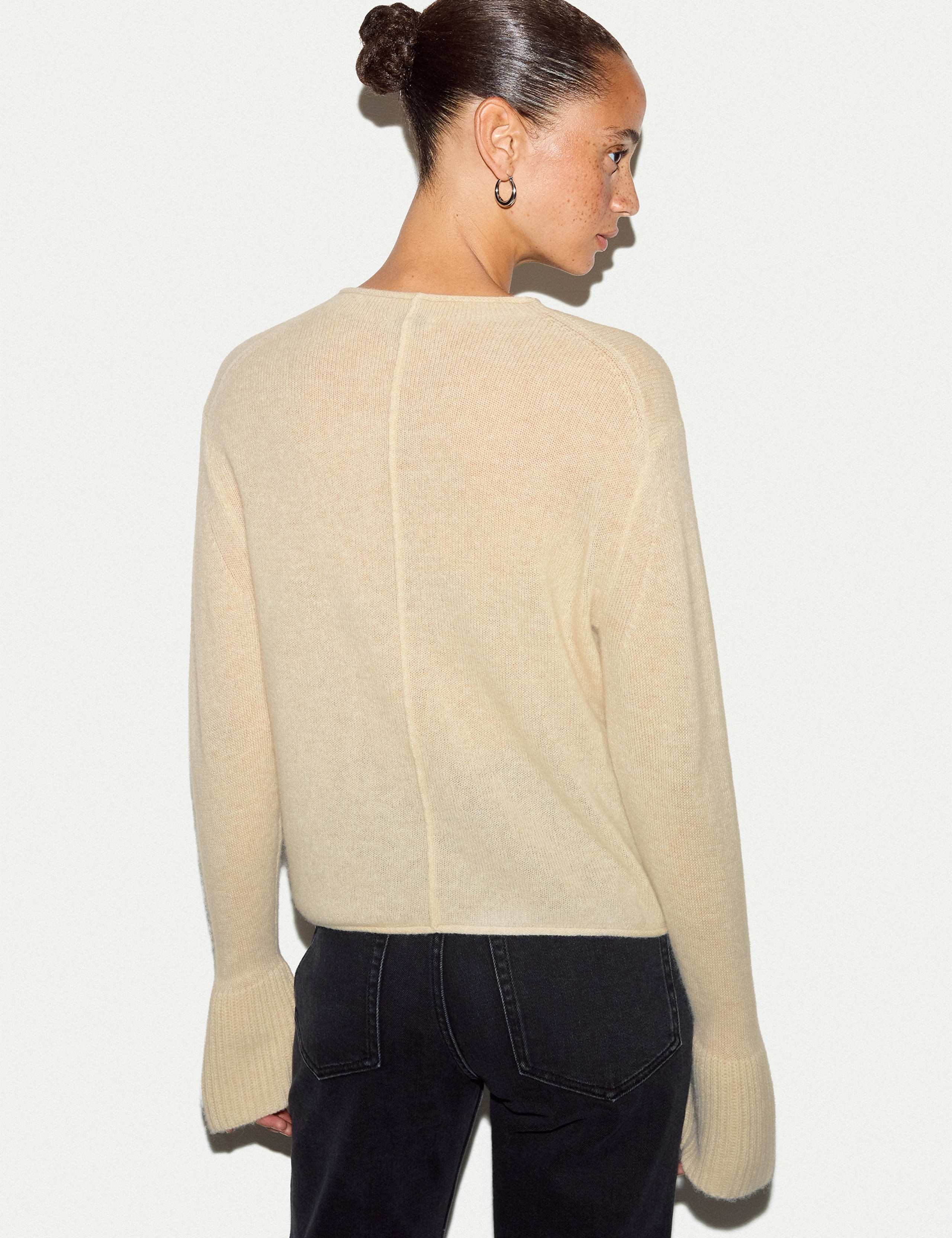 Pure Cashmere Round Neck Fluted Cuff Jumper 3 of 5