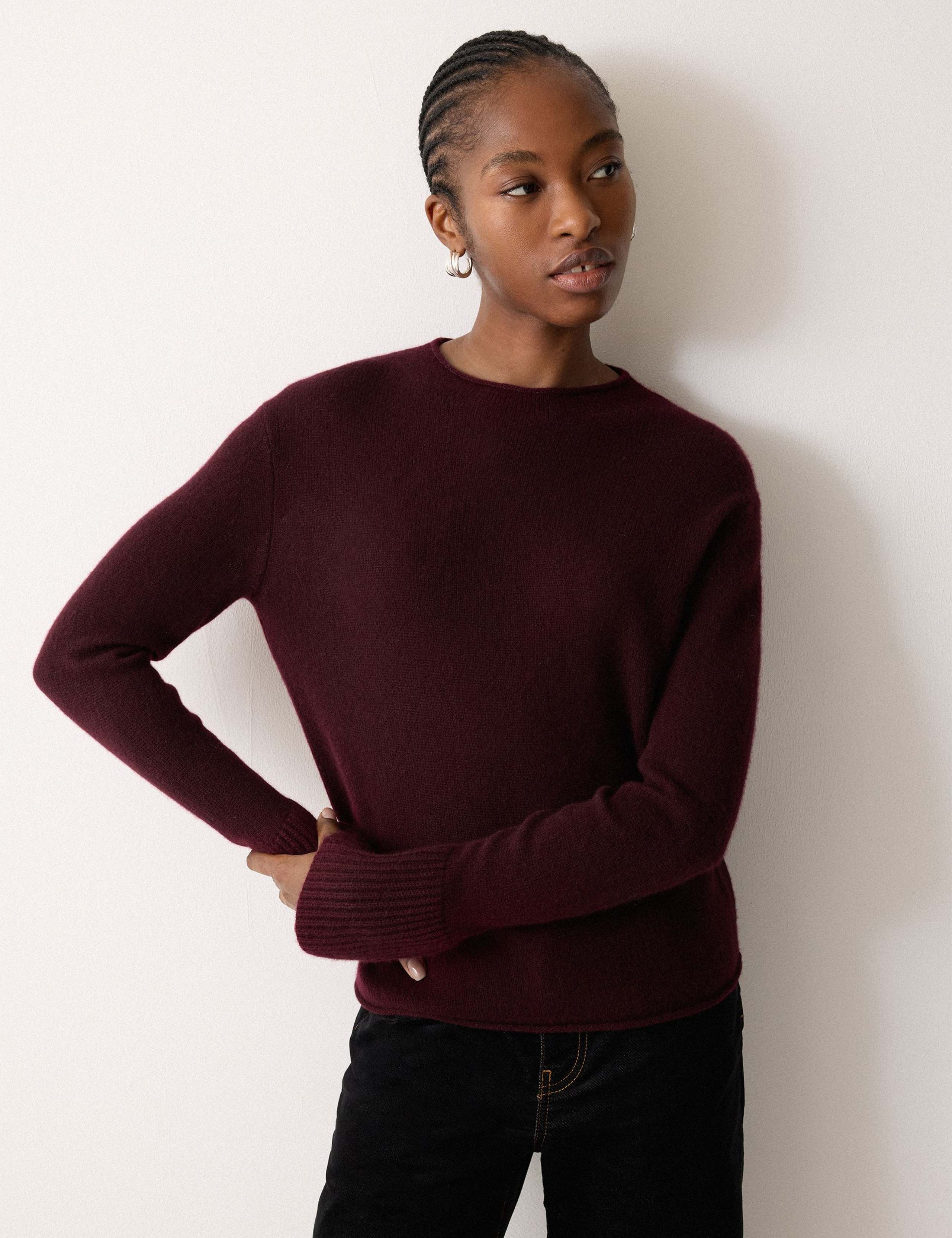Pure Cashmere Round Neck Fluted Cuff Jumper 1 of 5