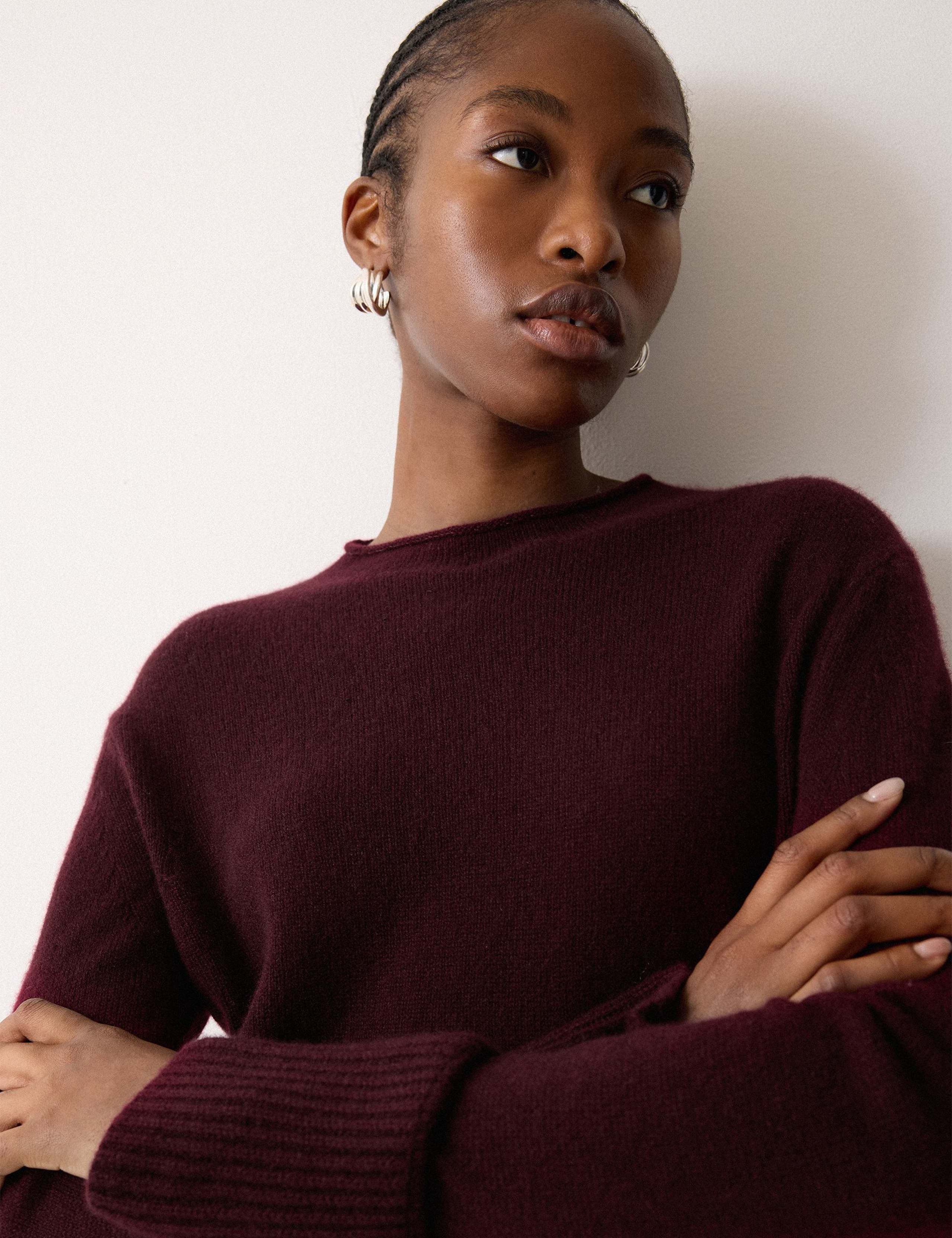 Pure Cashmere Round Neck Fluted Cuff Jumper 3 of 5