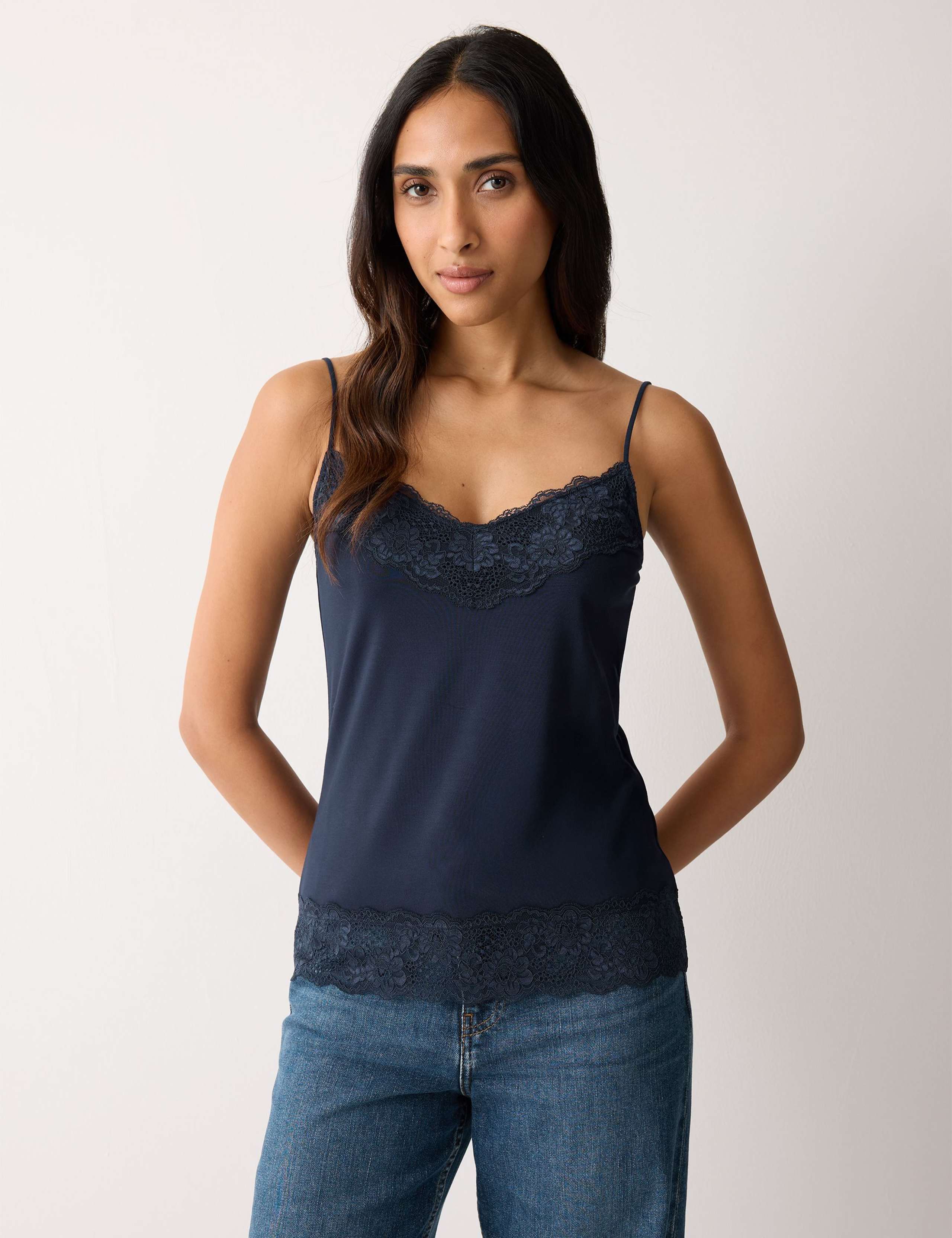 Modal Rich V-Neck Lace Vest 1 of 4