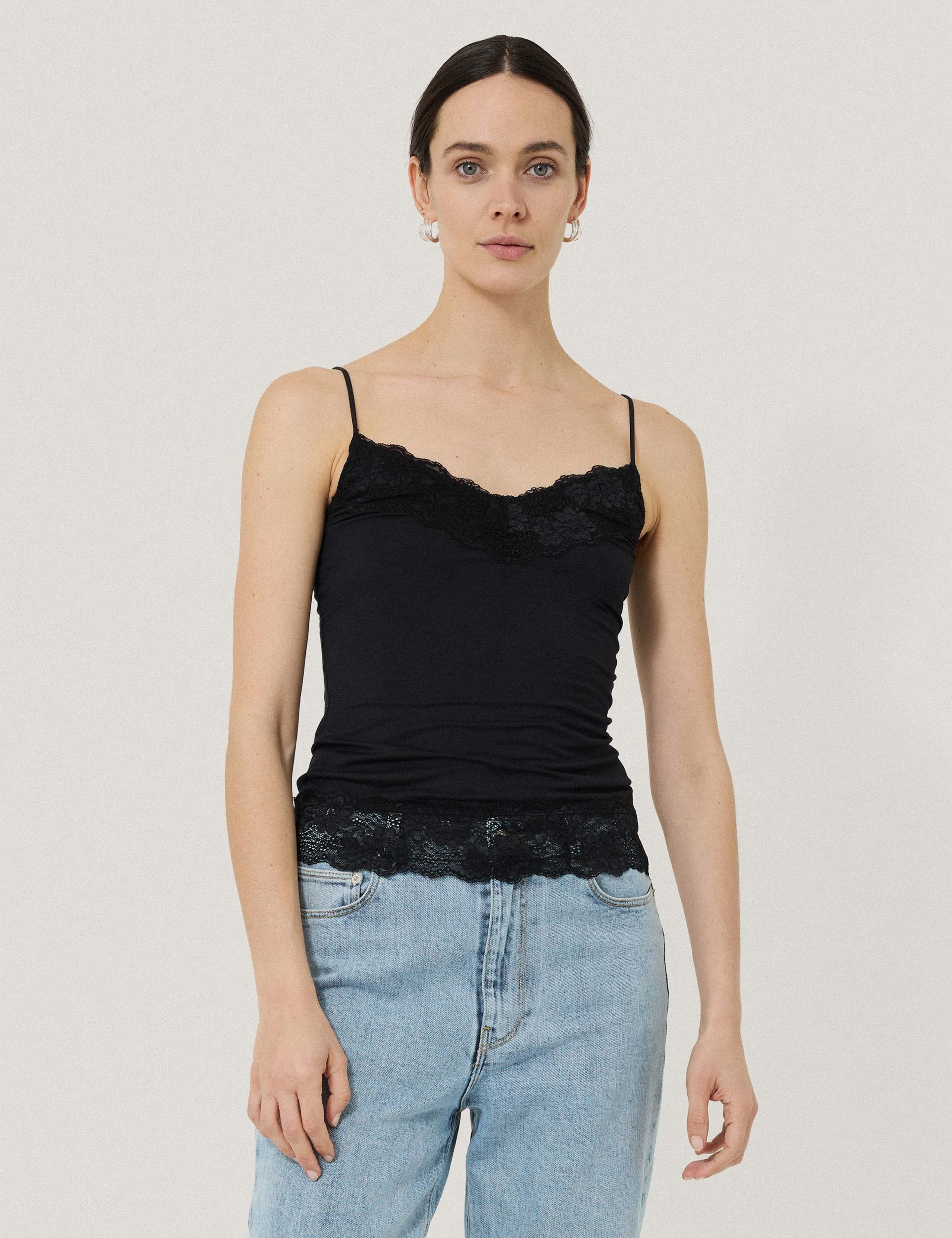 Modal Rich V-Neck Lace Vest 1 of 4