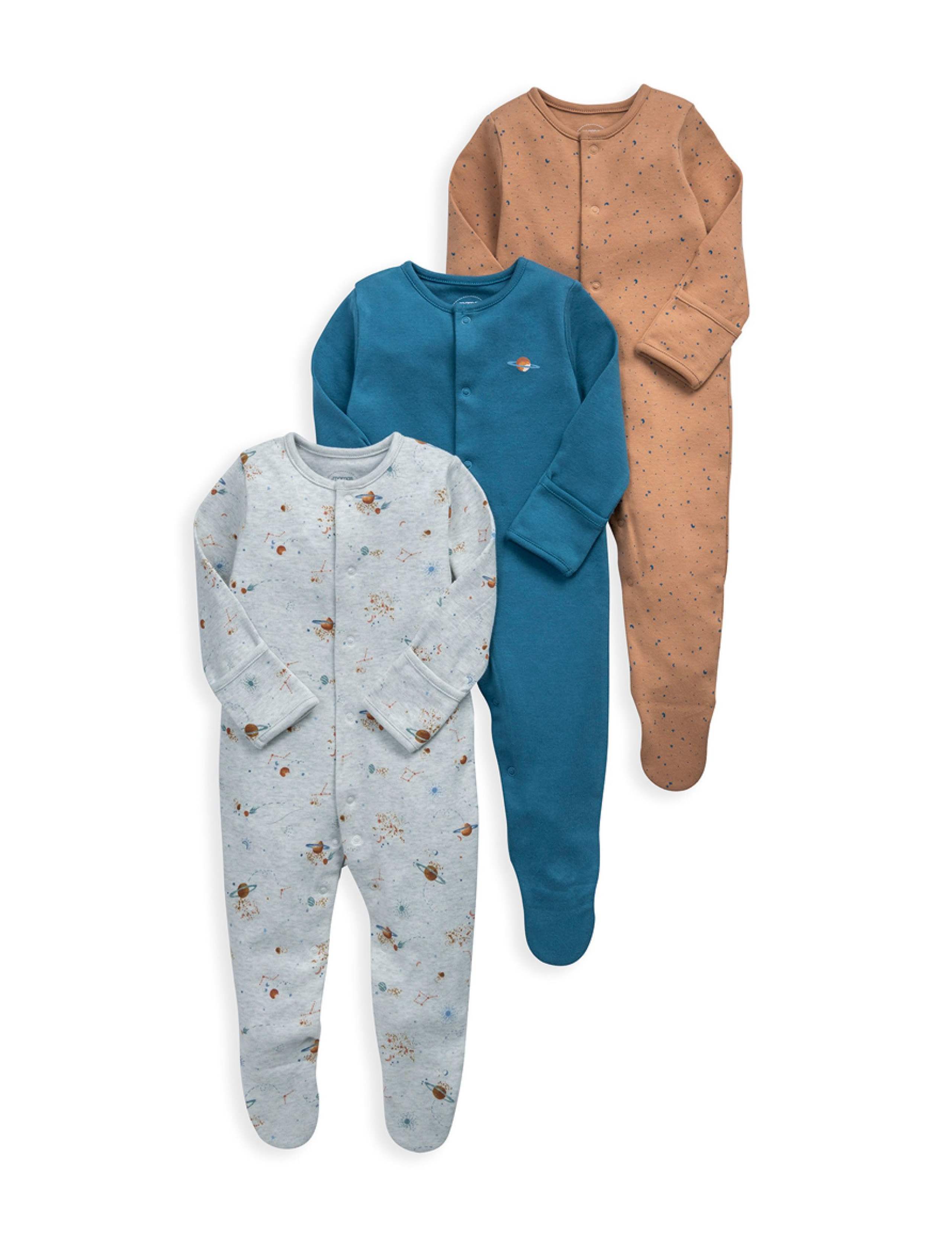 3 Pack Pure Cotton Planets Sleepsuits (0-24 Mths) 2 of 2