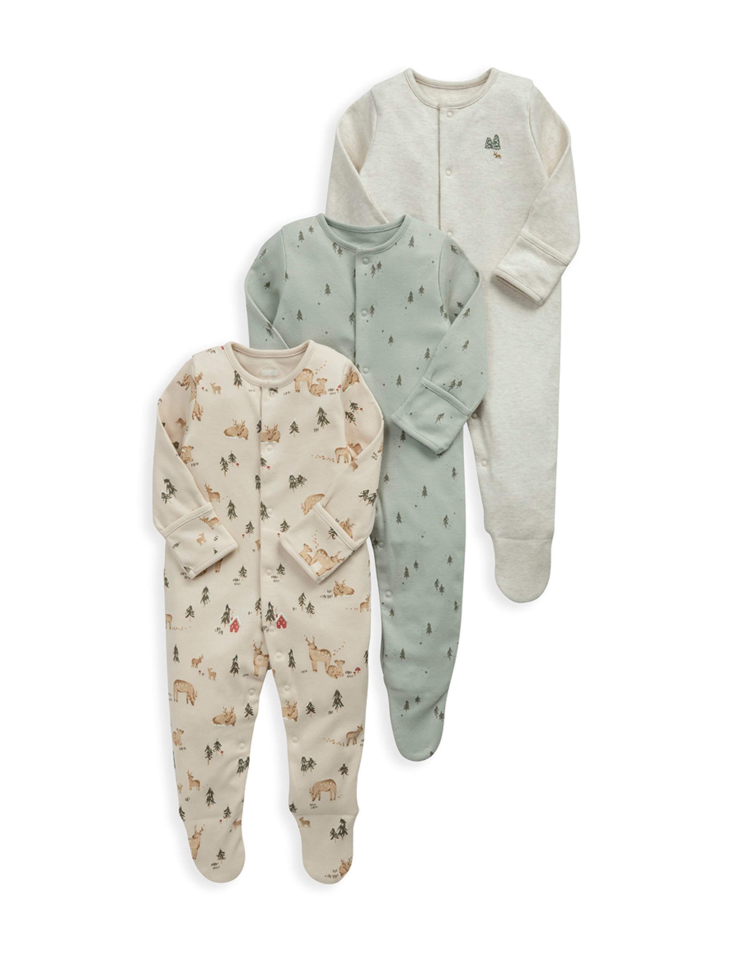 3pk Winter Woodland Sleepsuits (0-24 Mths) 2 of 2