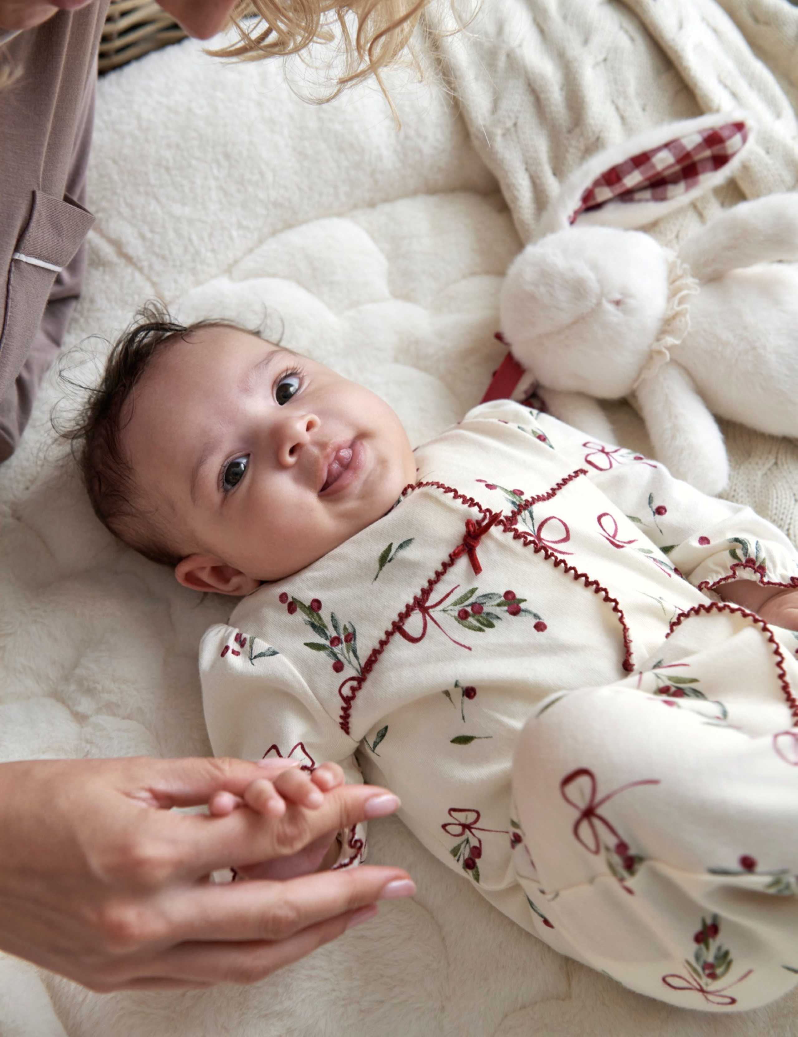 Pure Cotton Winter Berry Sleepsuit (0-12 Mths) 3 of 8