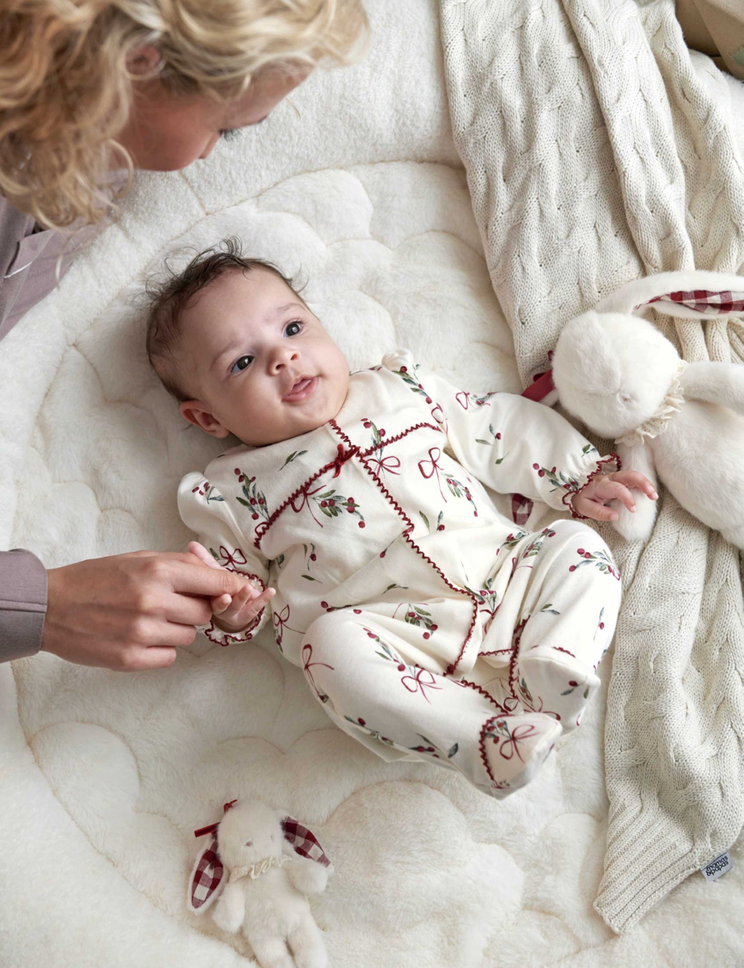 Pure Cotton Winter Berry Sleepsuit (0-12 Mths) 4 of 8