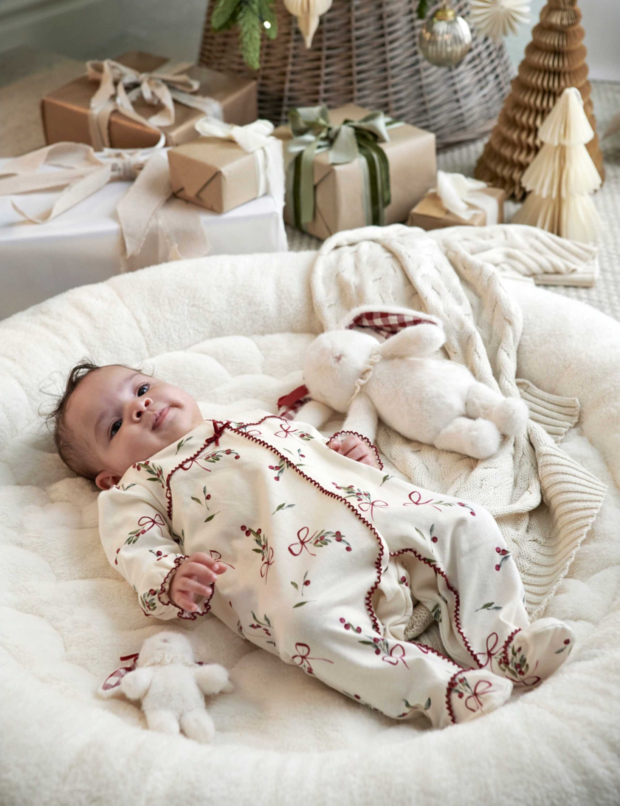 Pure Cotton Winter Berry Sleepsuit (0-12 Mths) 5 of 8