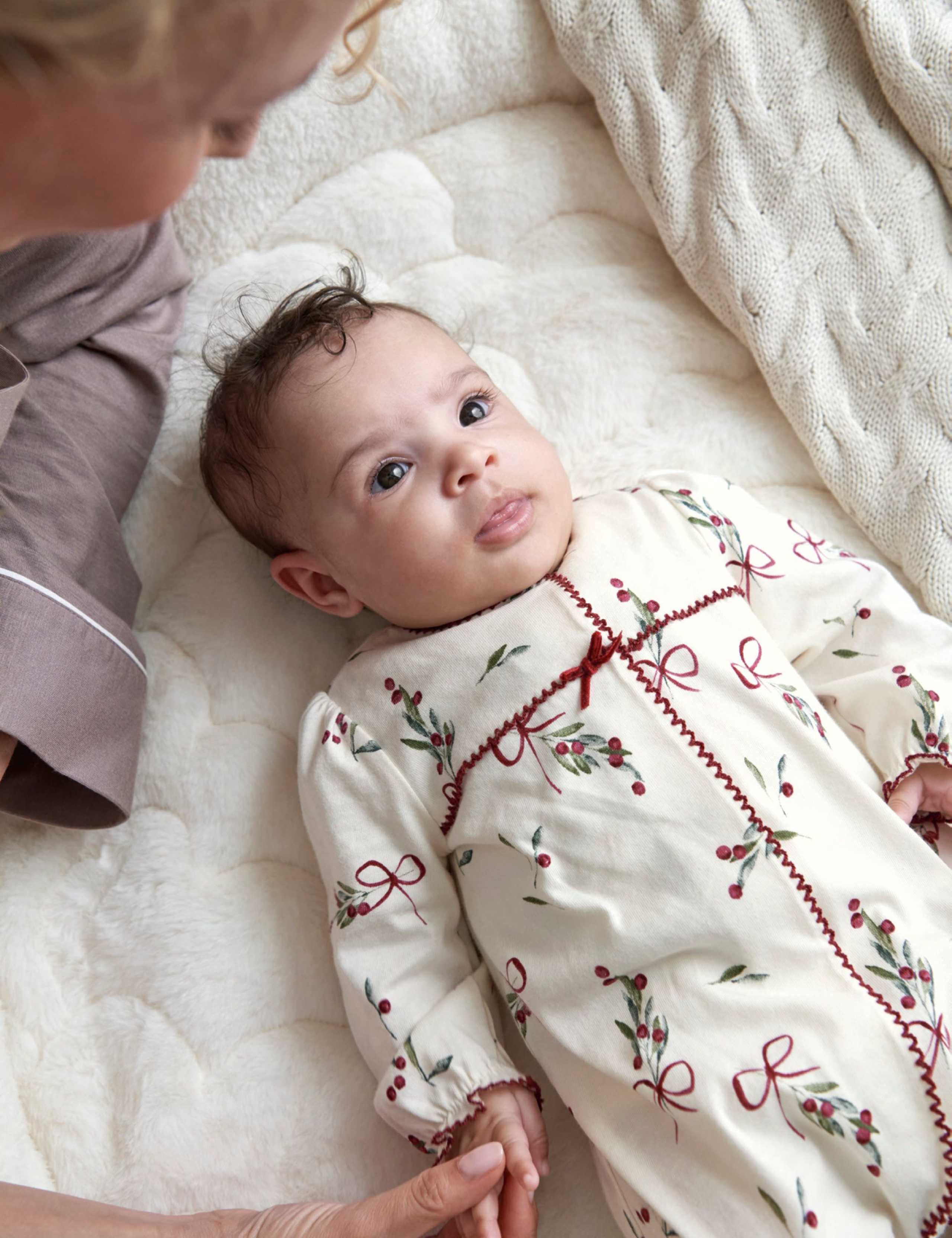 Pure Cotton Winter Berry Sleepsuit (0-12 Mths) 7 of 8