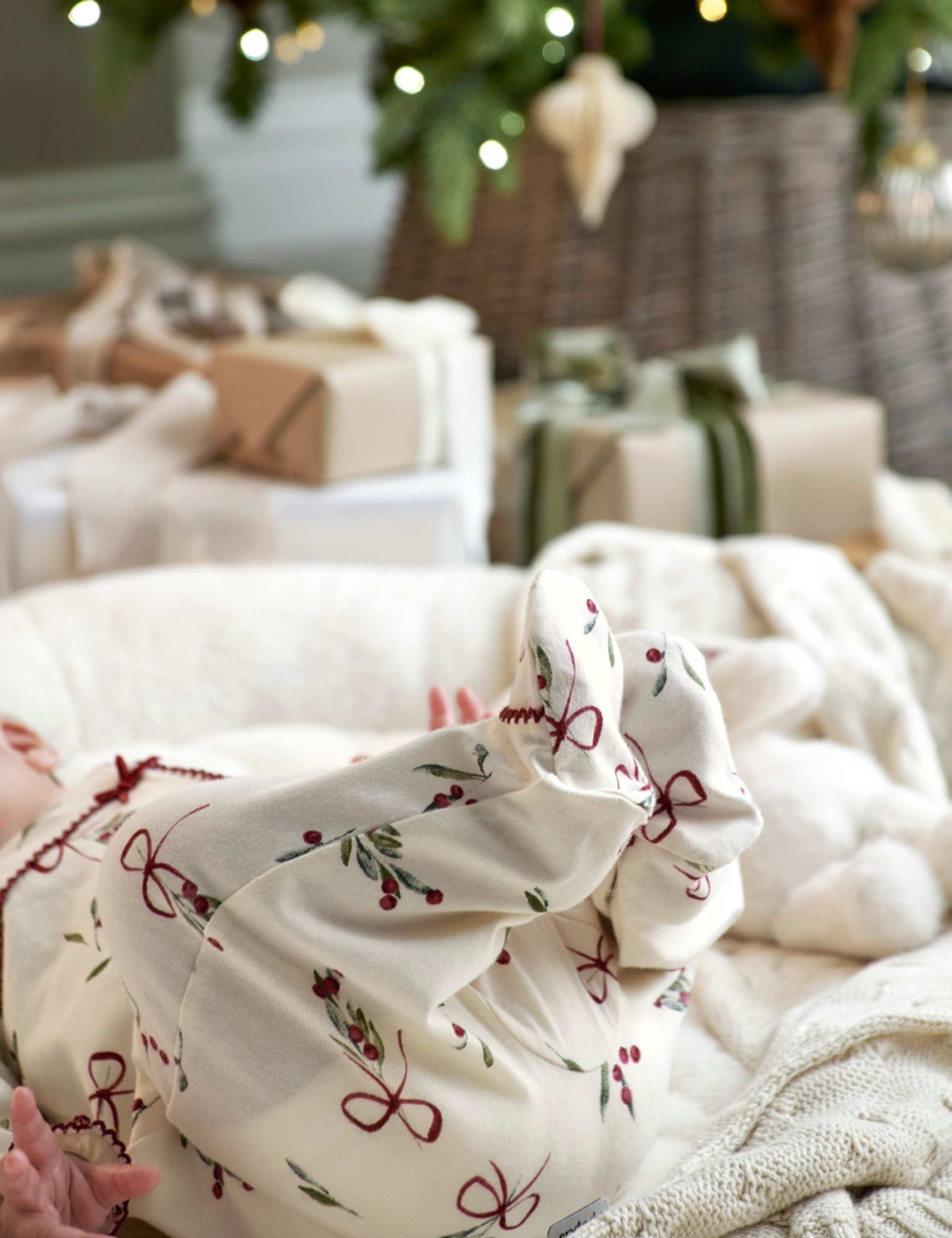 Pure Cotton Winter Berry Sleepsuit (0-12 Mths) 8 of 8