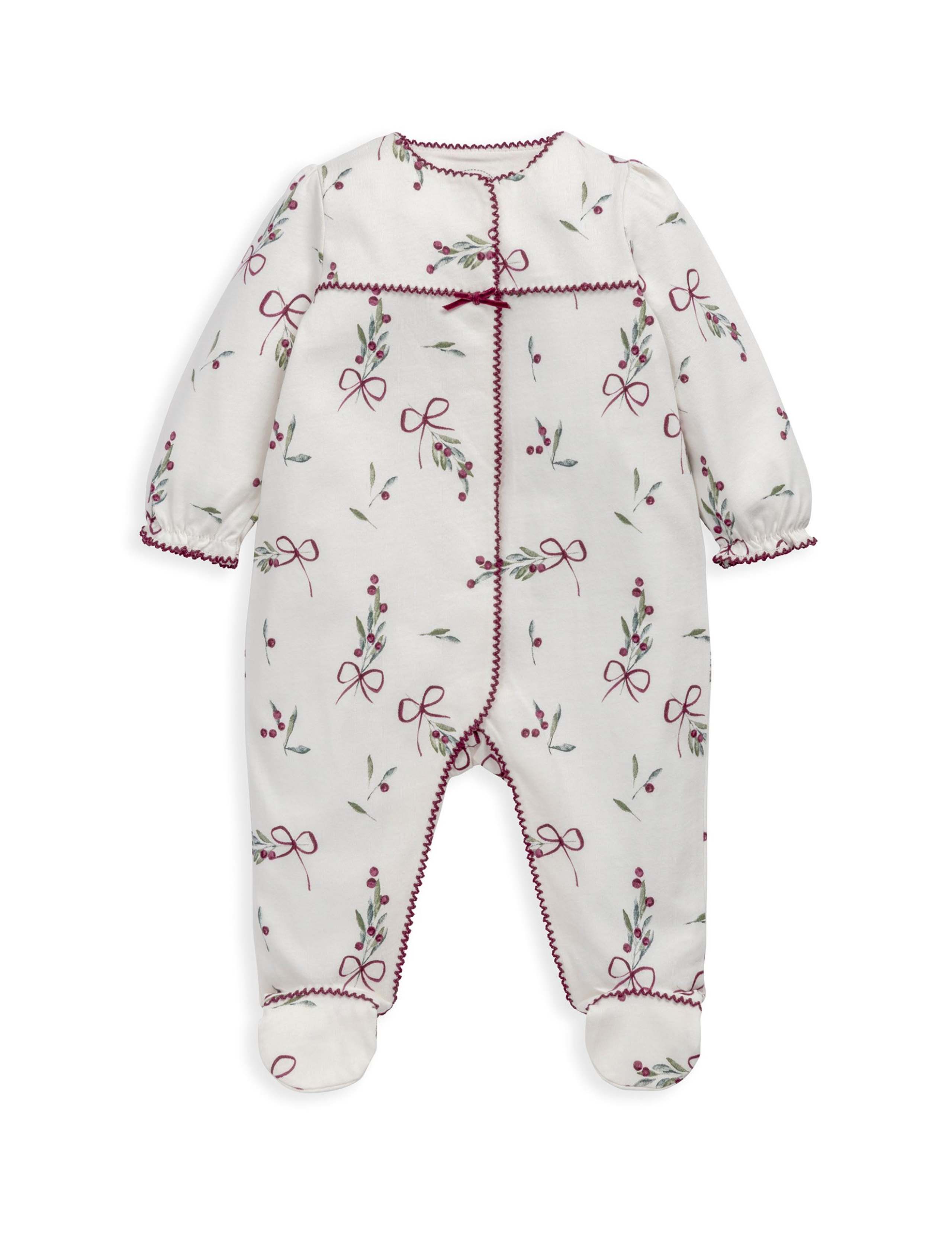 Pure Cotton Winter Berry Sleepsuit (0-12 Mths) 2 of 8