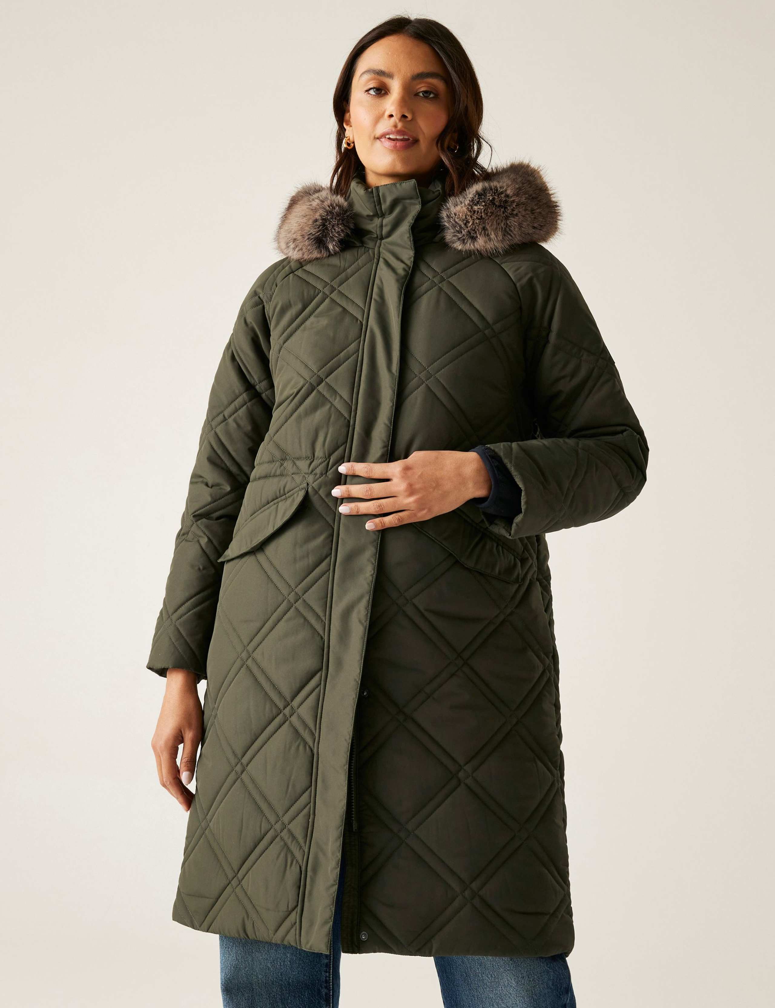 Freyla Quilted Hooded Longline Parka Coat 1 of 7