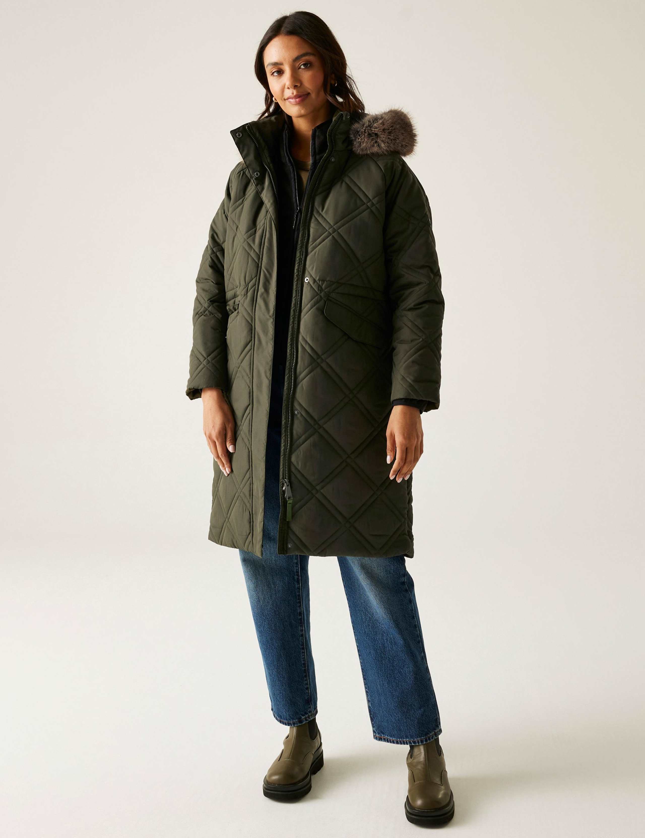 Freyla Quilted Hooded Longline Parka Coat 3 of 7