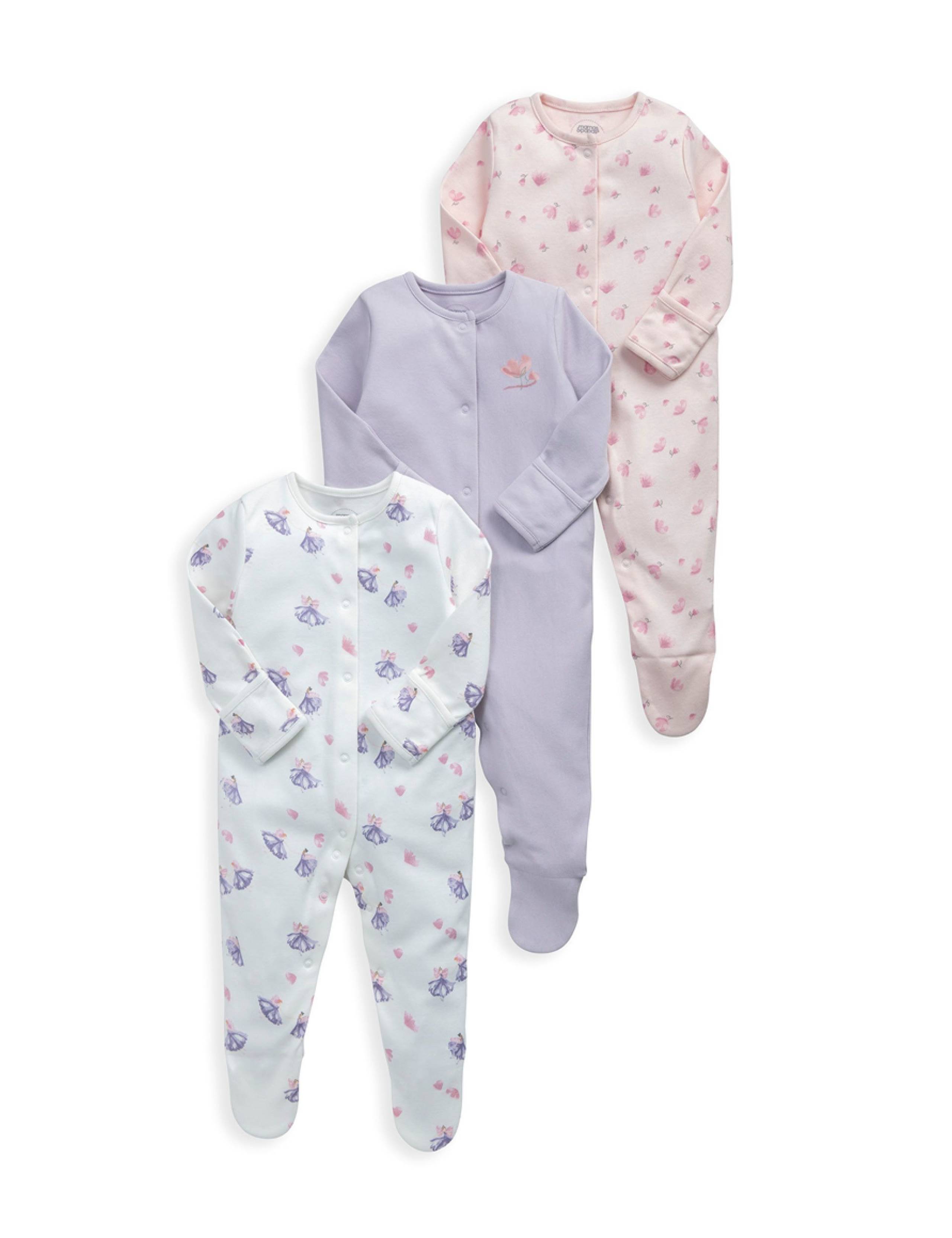 3 Pack Pure Cotton Ballerina Sleepsuits (0-24 Mths) 2 of 2