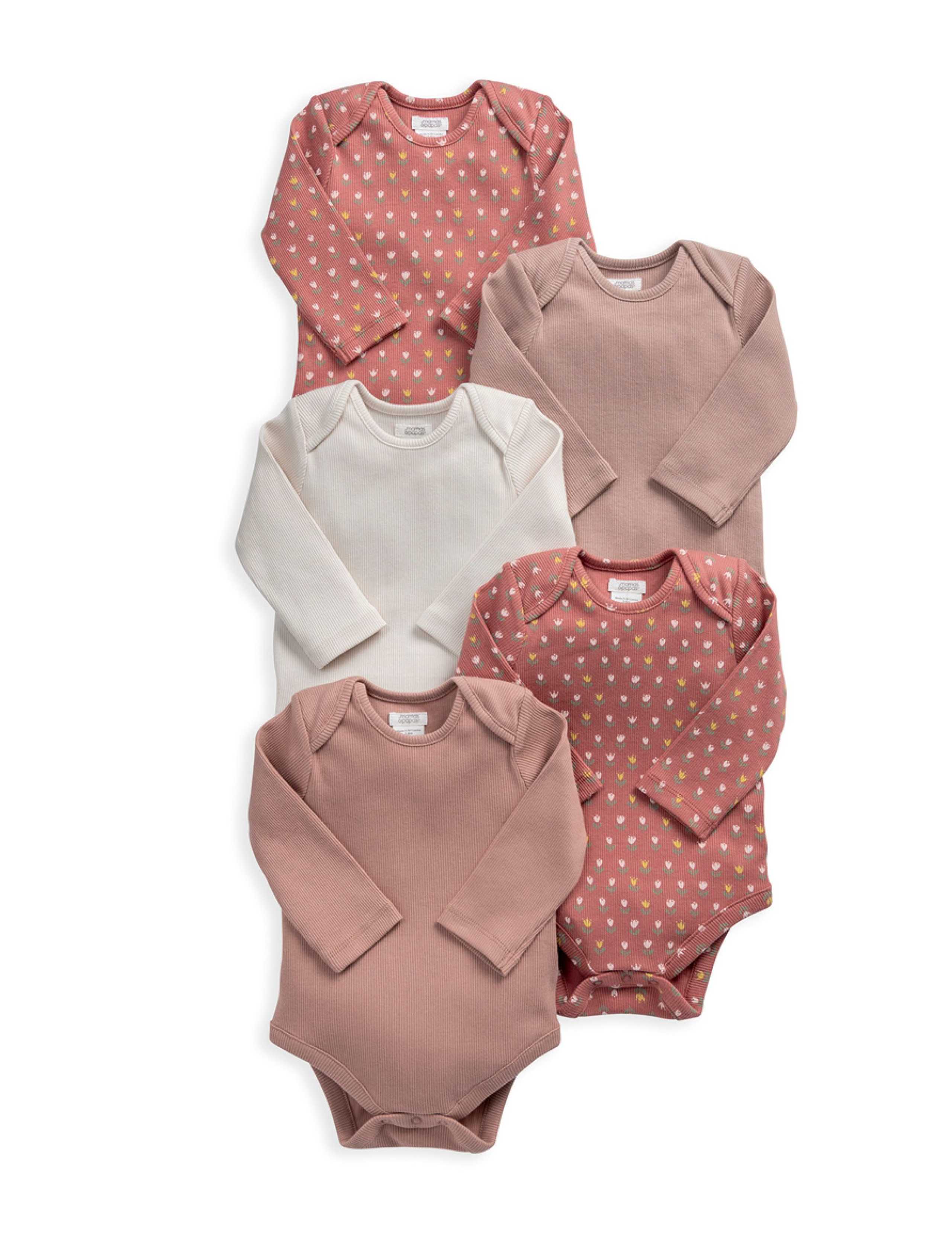 5pk Long Sleeve Bodysuits (0-24 Mths) 2 of 2