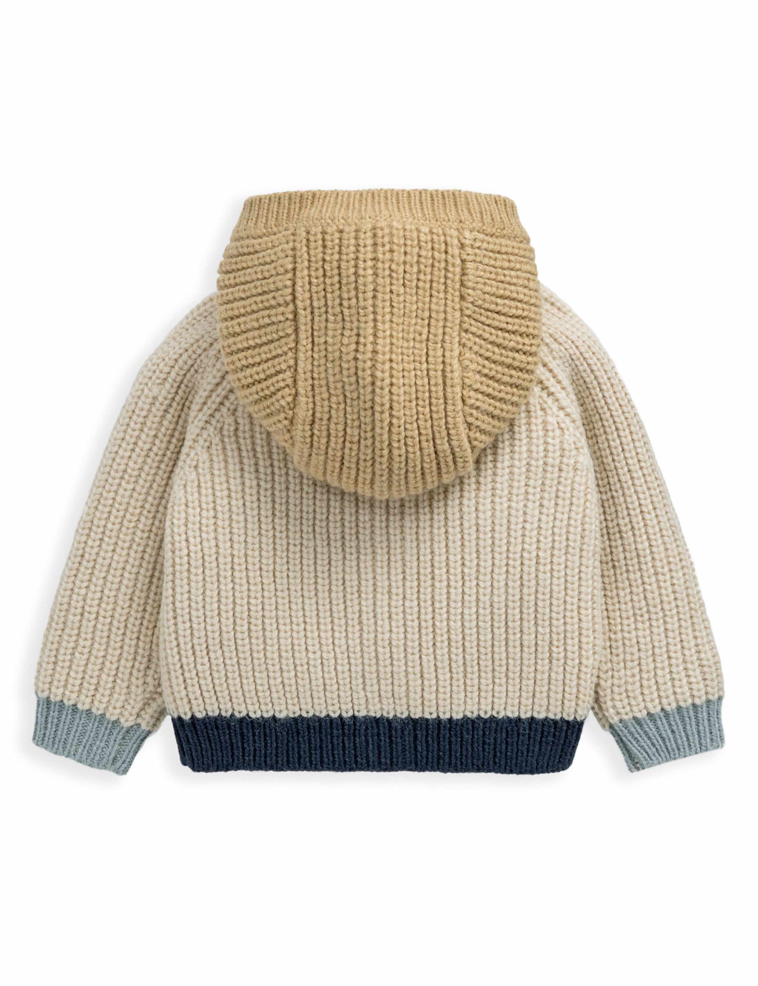 Colour Block Hooded Cardigan with Wool (0-12 Mths) 3 of 3