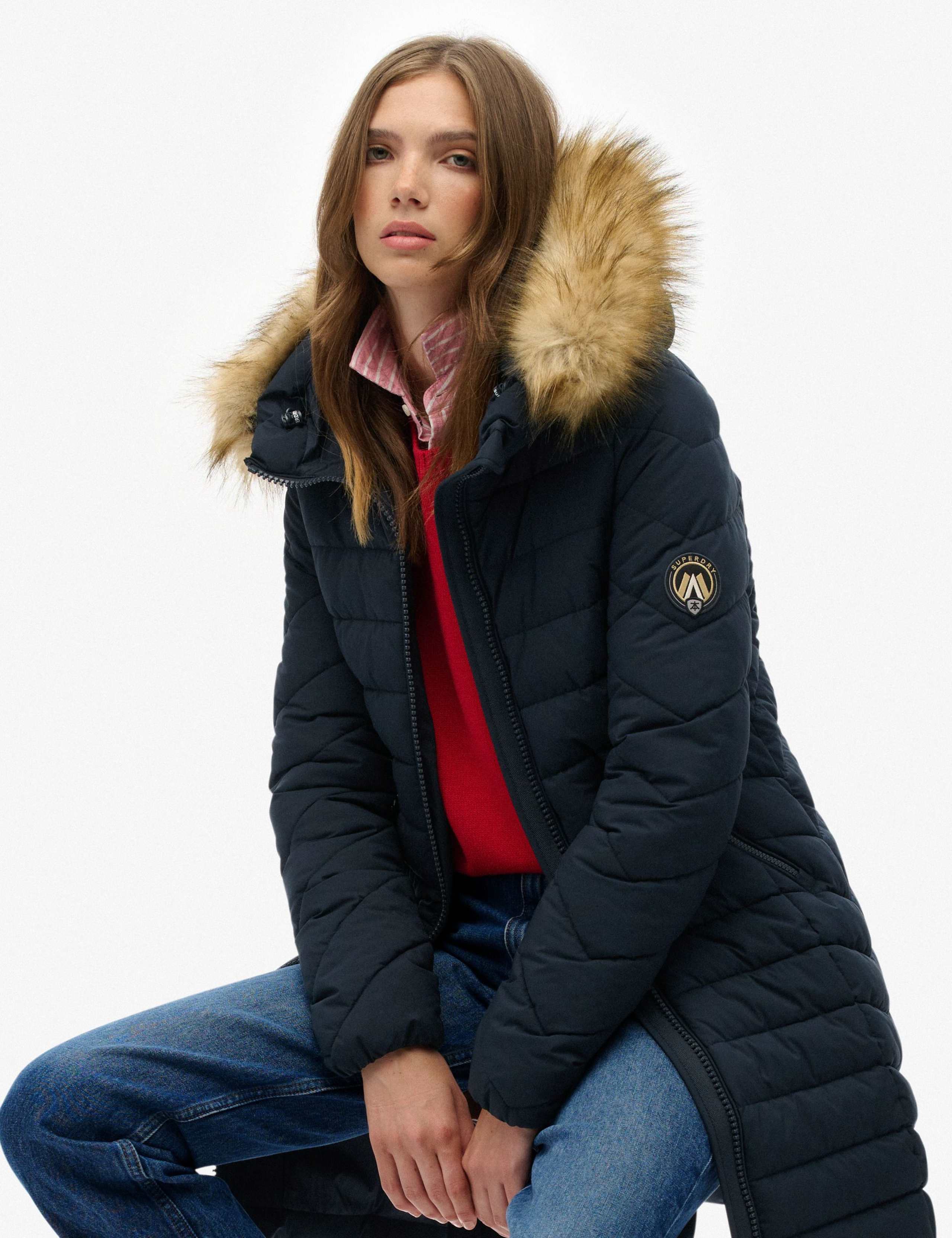 Hooded Funnel Neck Longline Puffer Jacket 2 of 8