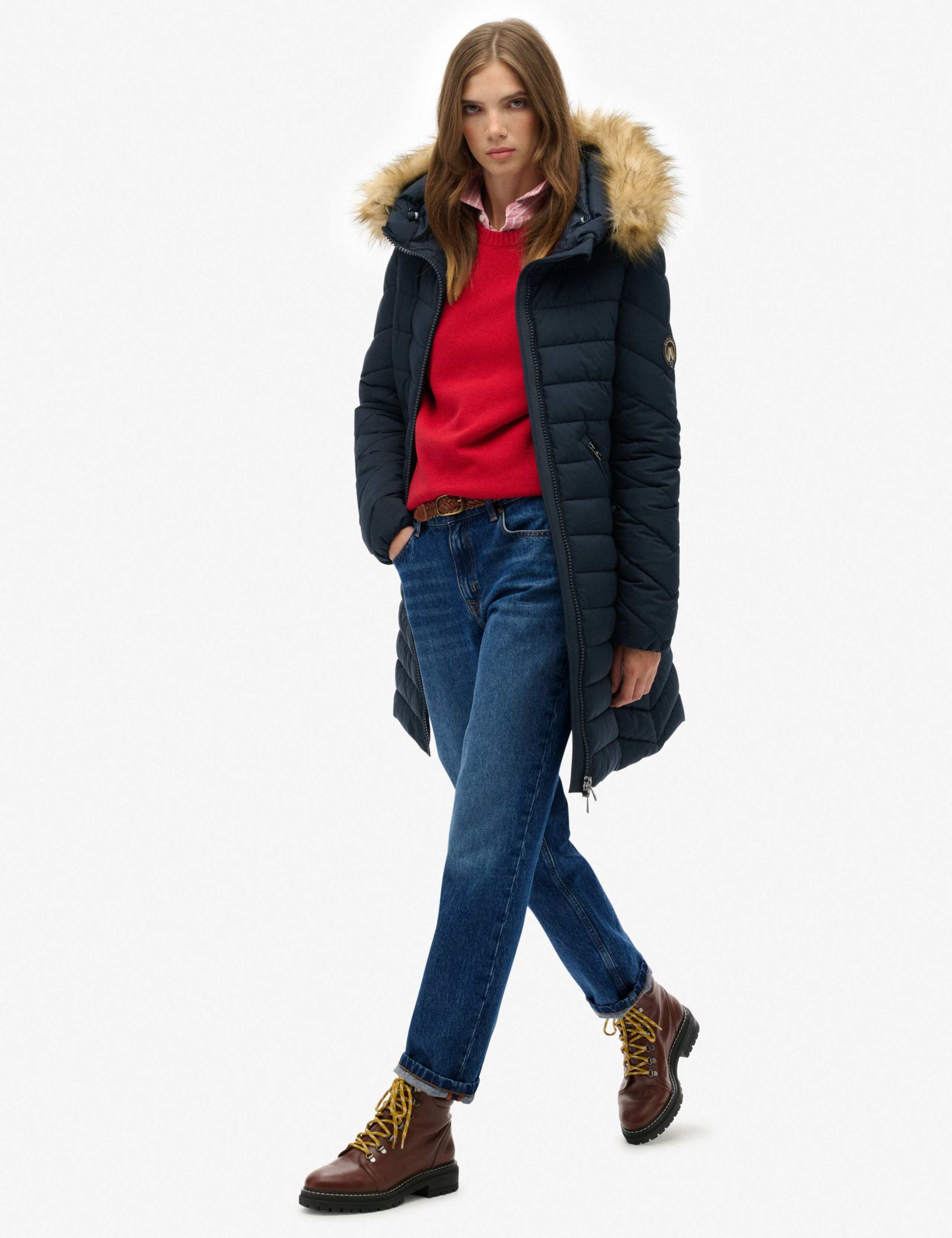 Hooded Funnel Neck Longline Puffer Jacket 3 of 8