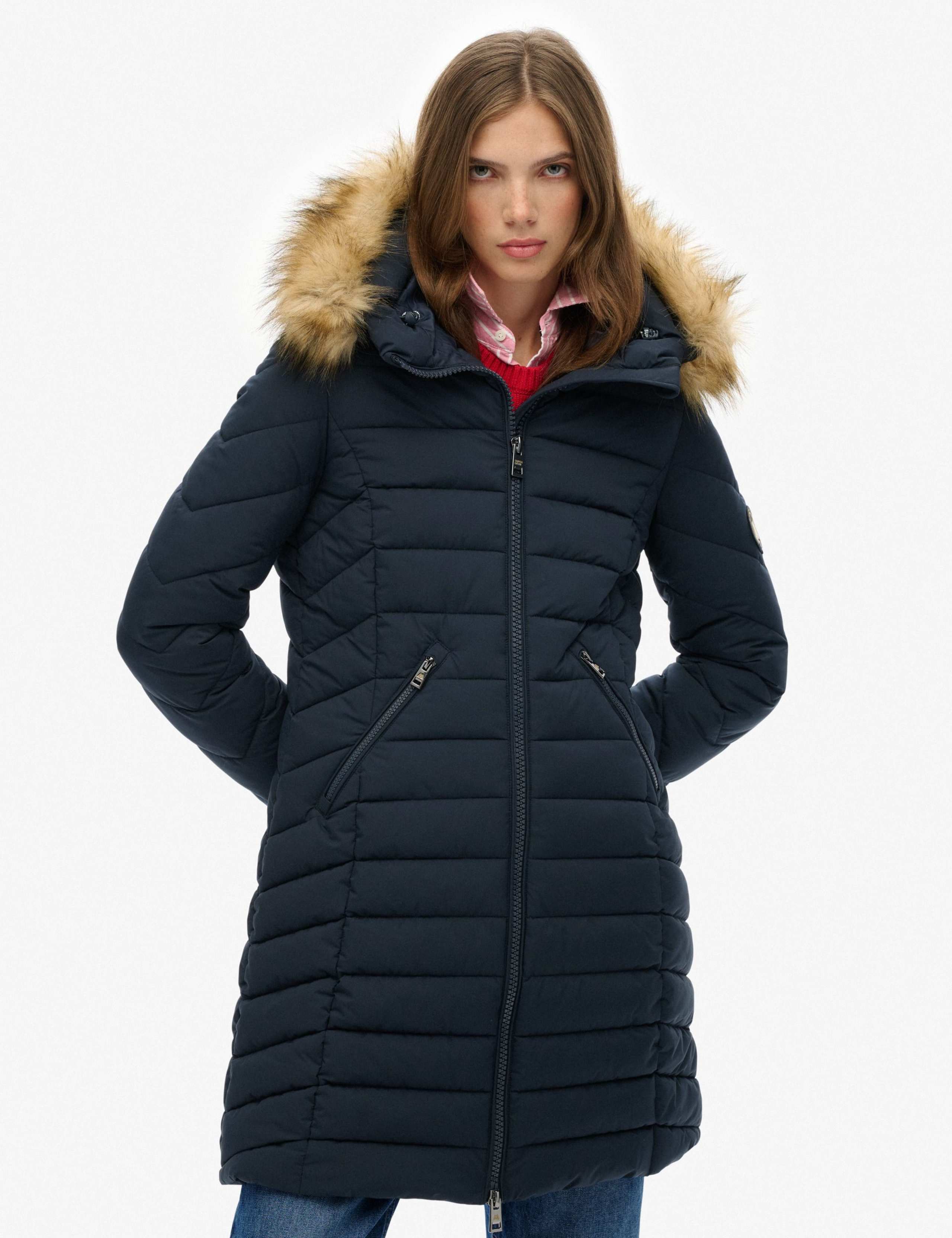 Hooded Funnel Neck Longline Puffer Jacket 7 of 8