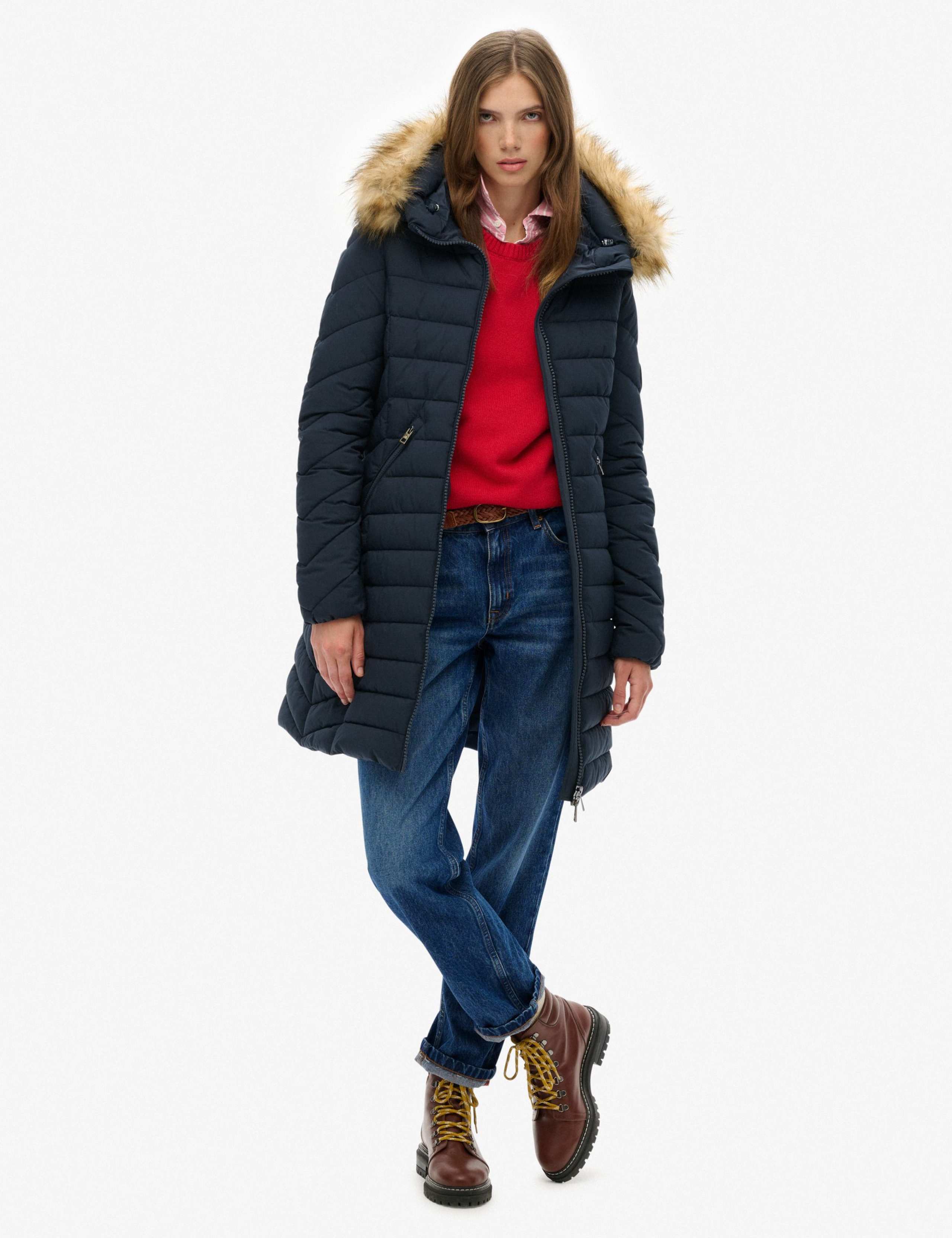 Hooded Funnel Neck Longline Puffer Jacket 8 of 8