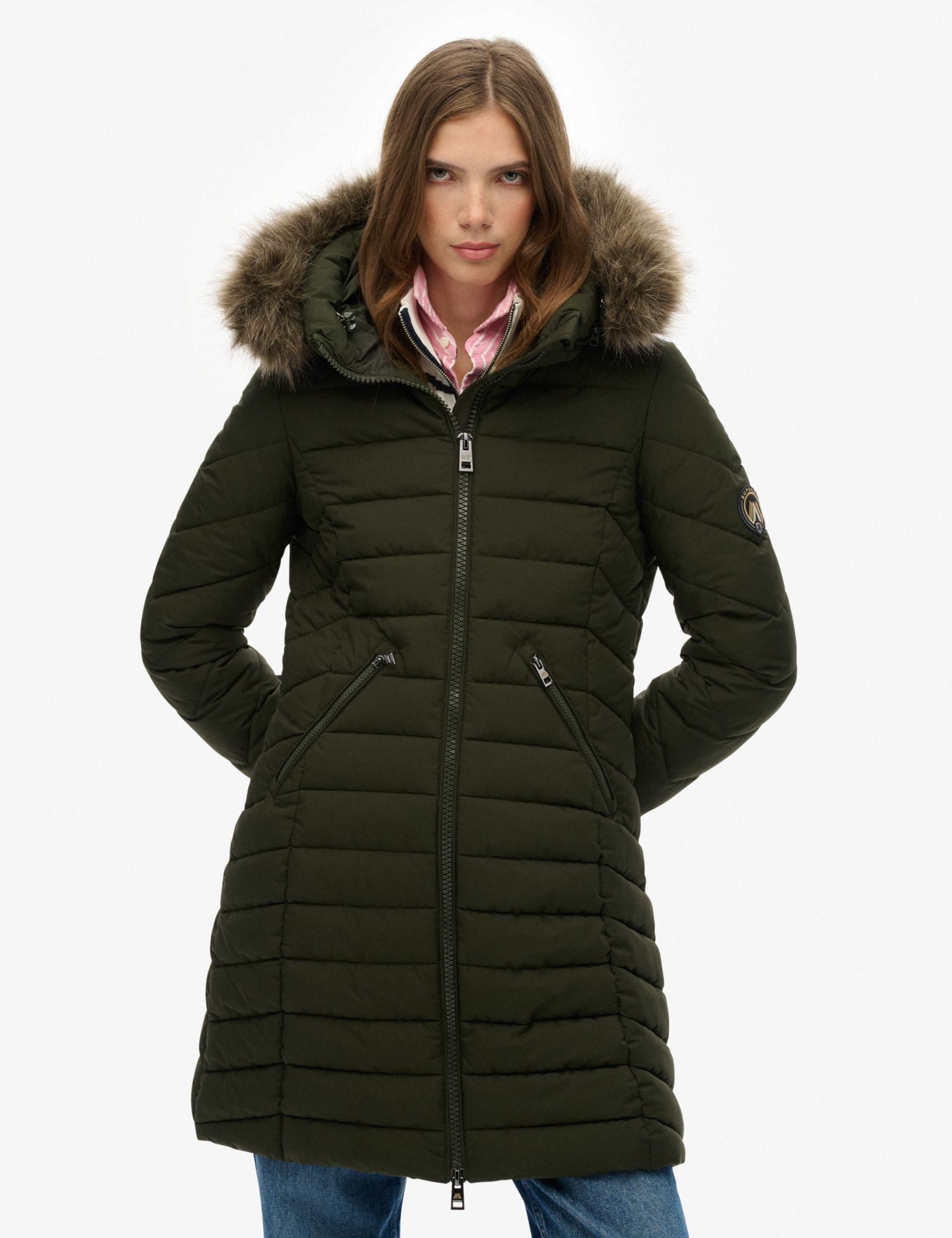 Hooded Funnel Neck Longline Puffer Jacket 2 of 4