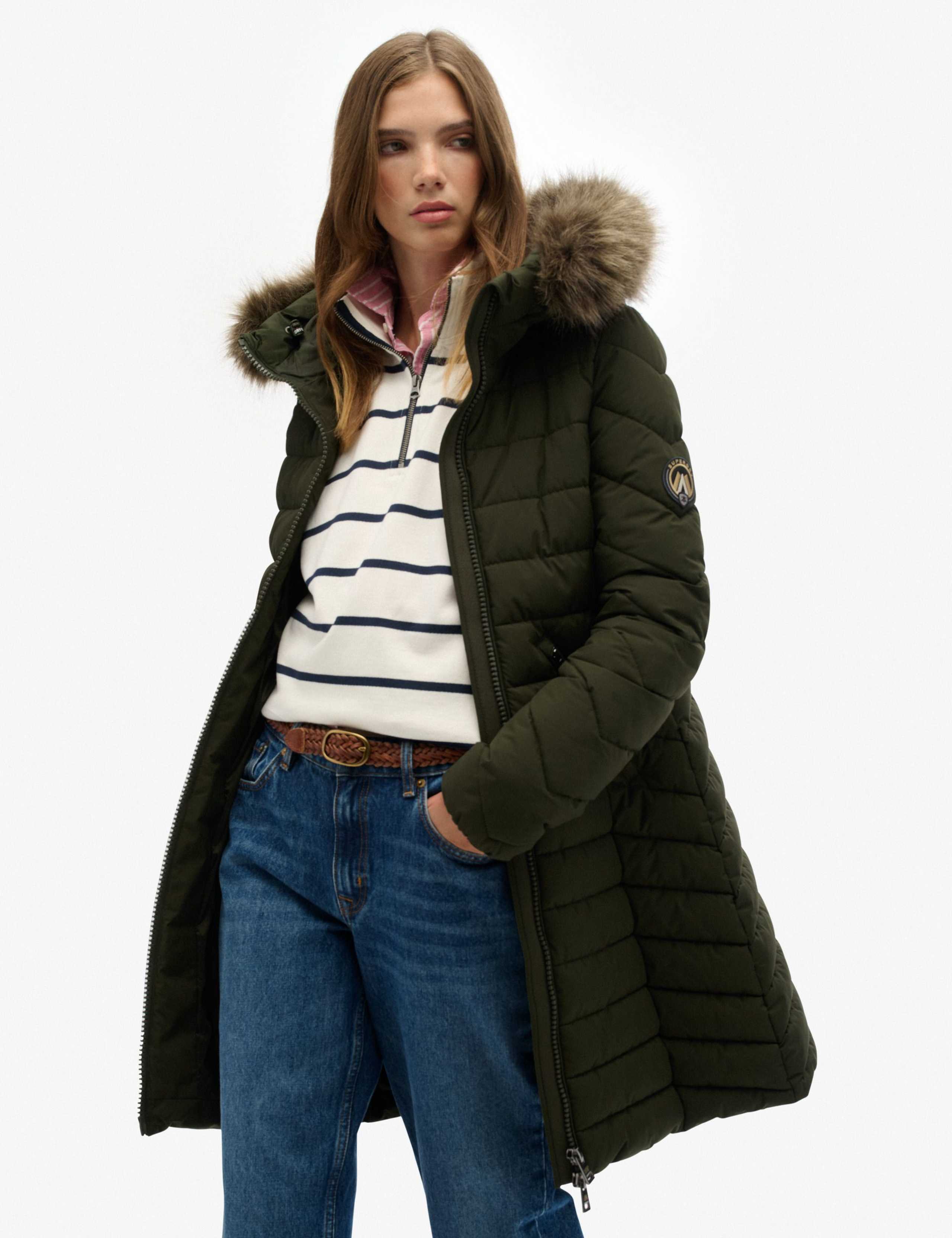 Hooded Funnel Neck Longline Puffer Jacket 4 of 4