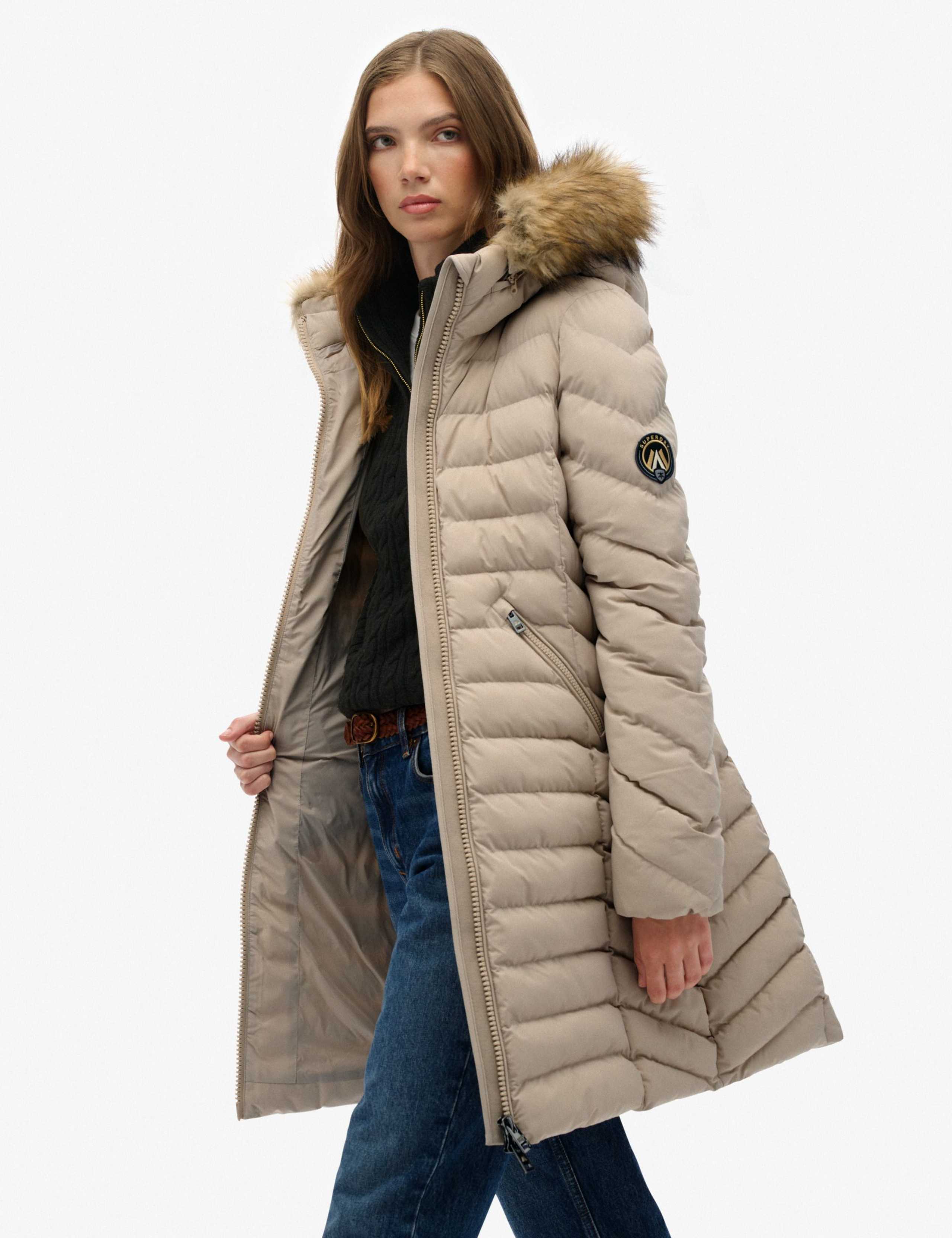 Hooded Funnel Neck Longline Puffer Jacket 2 of 4