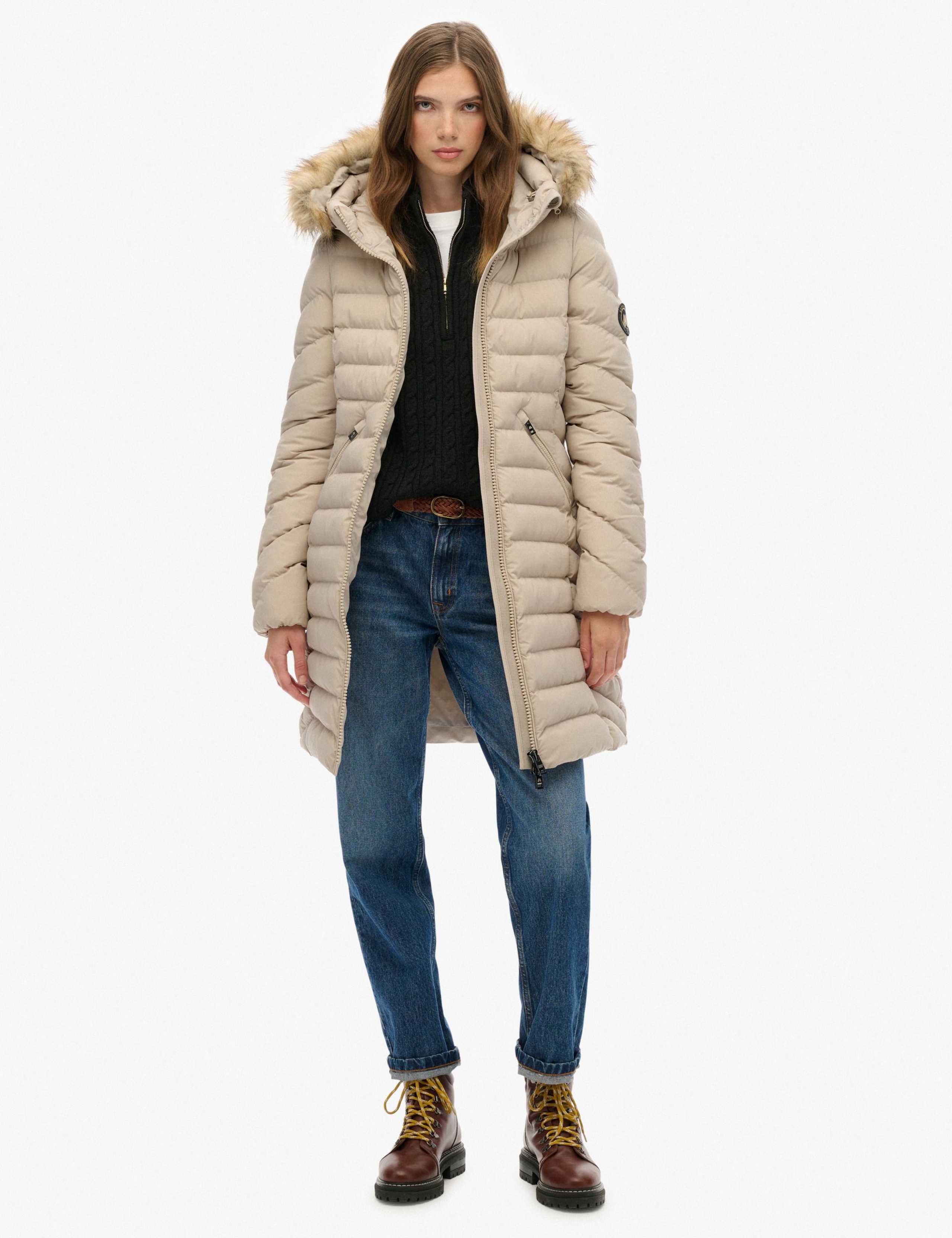 Hooded Funnel Neck Longline Puffer Jacket 3 of 4