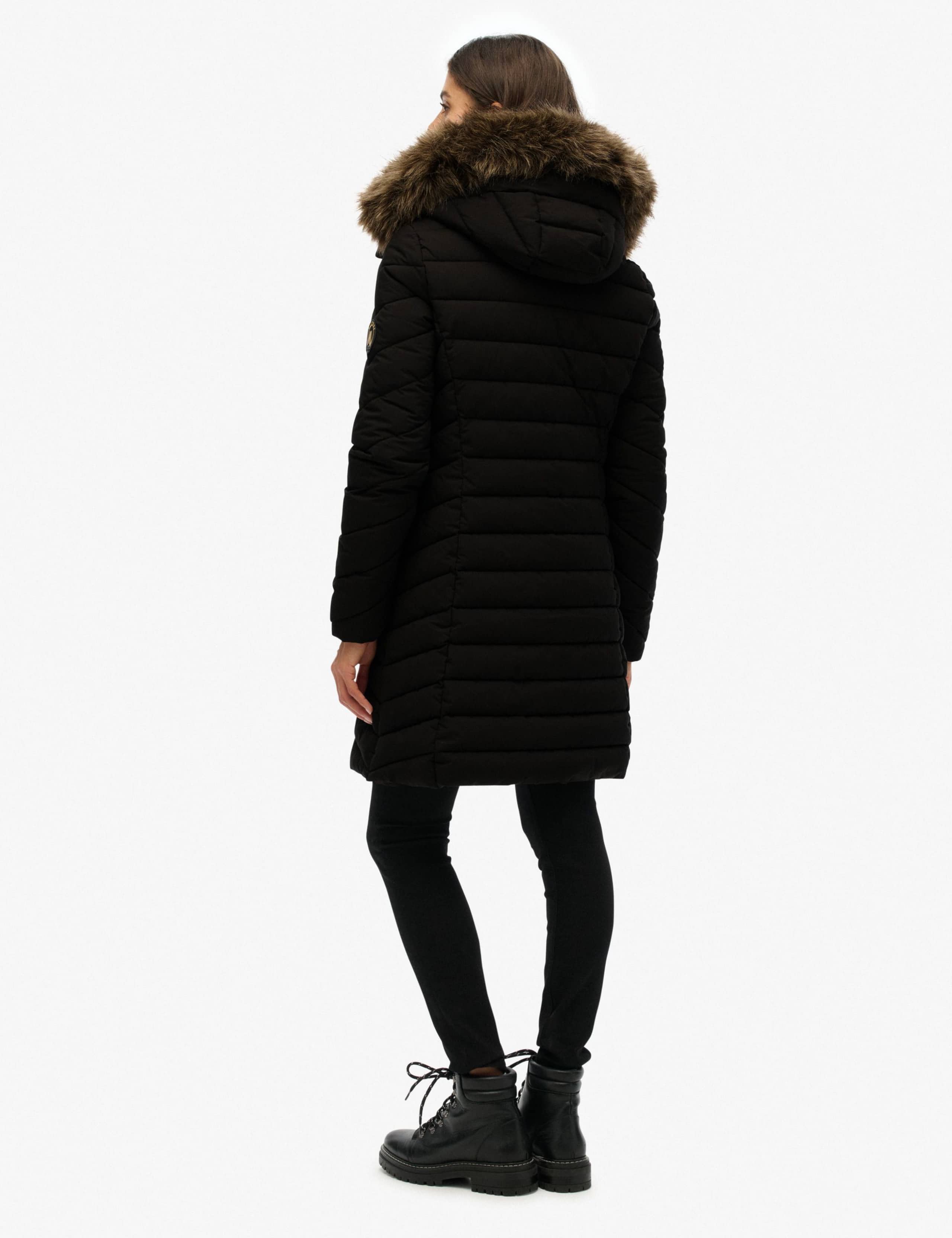 Hooded Funnel Neck Longline Puffer Jacket 2 of 4