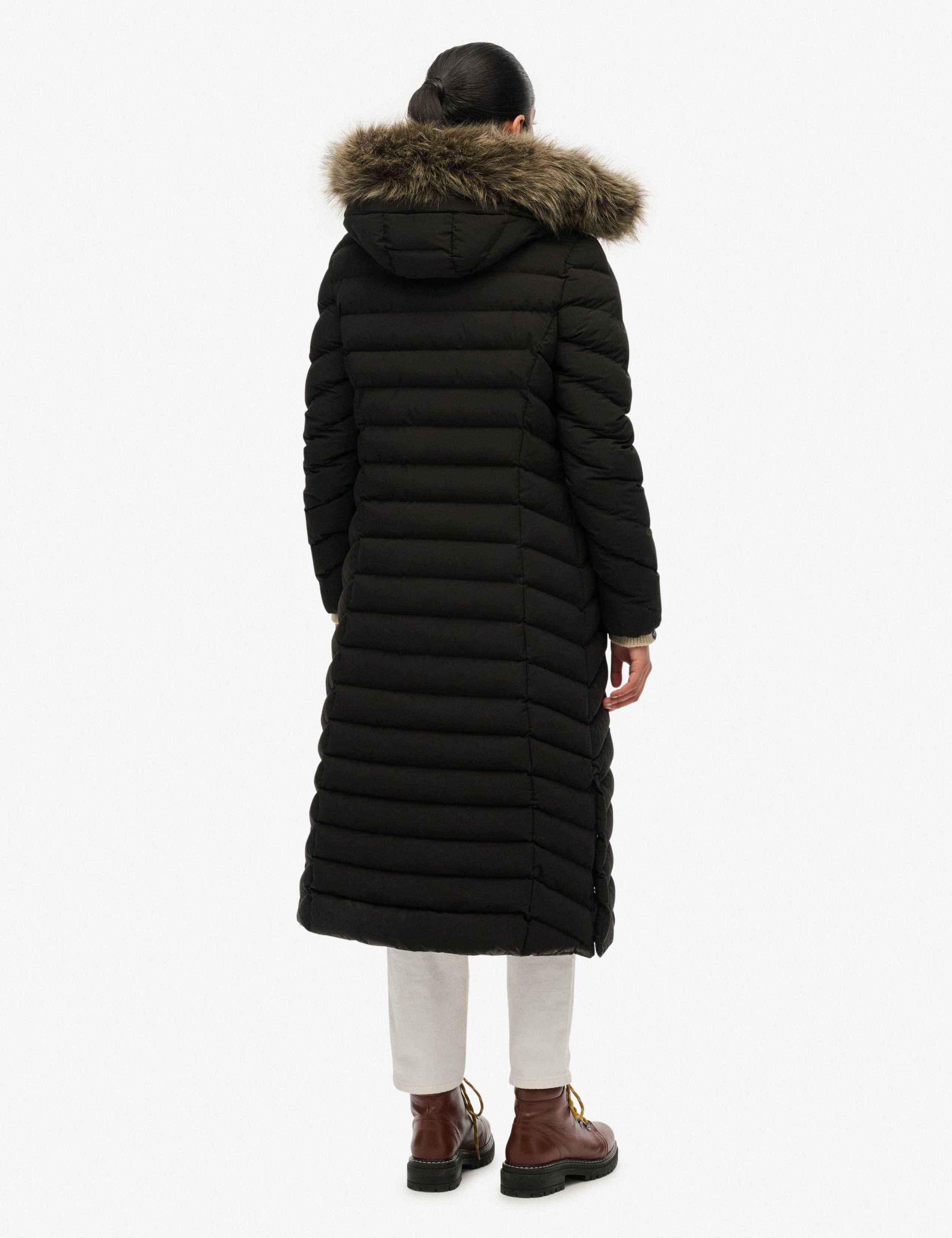 Hooded Funnel Neck Longline Puffer Jacket 2 of 8