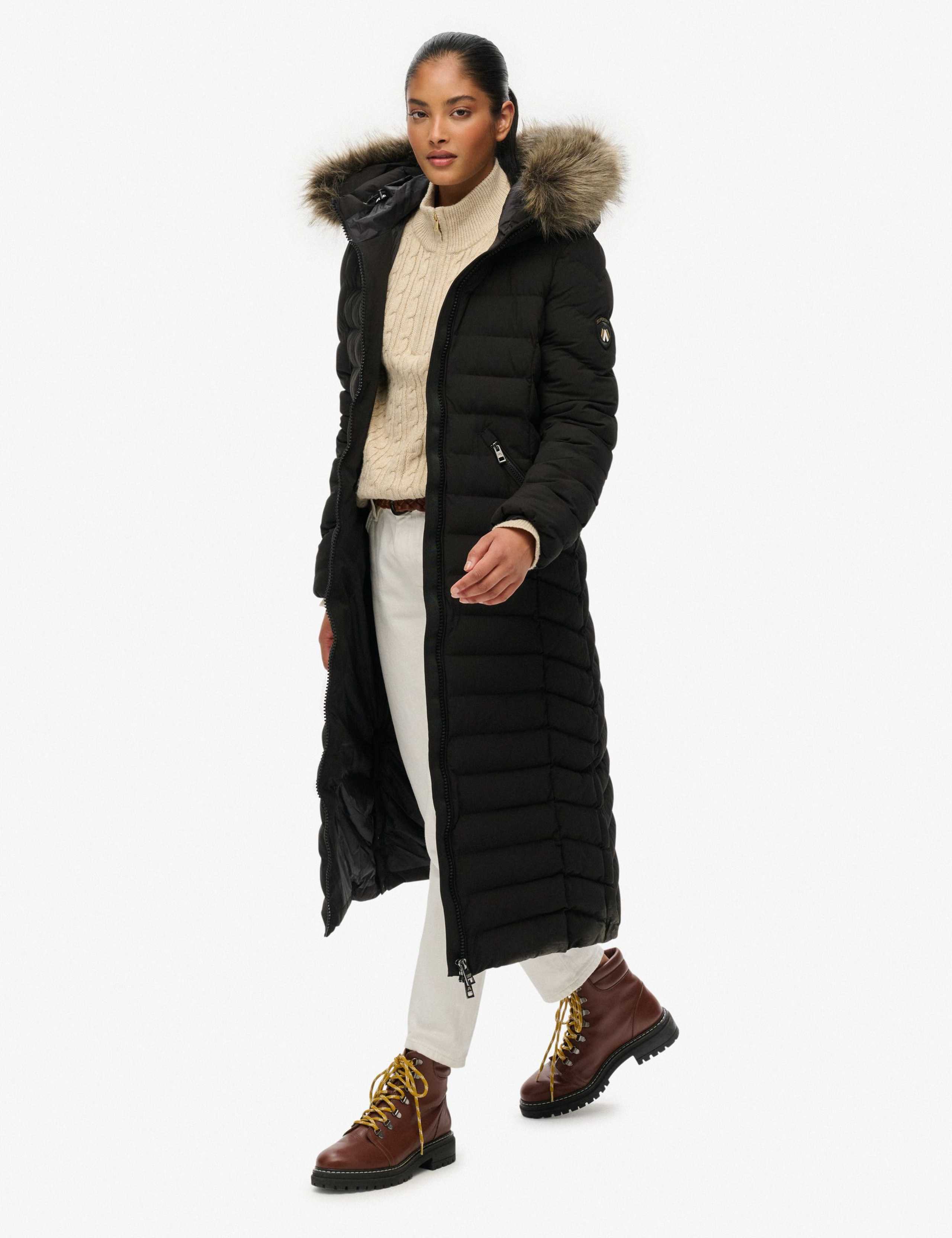 Hooded Funnel Neck Longline Puffer Jacket 3 of 8