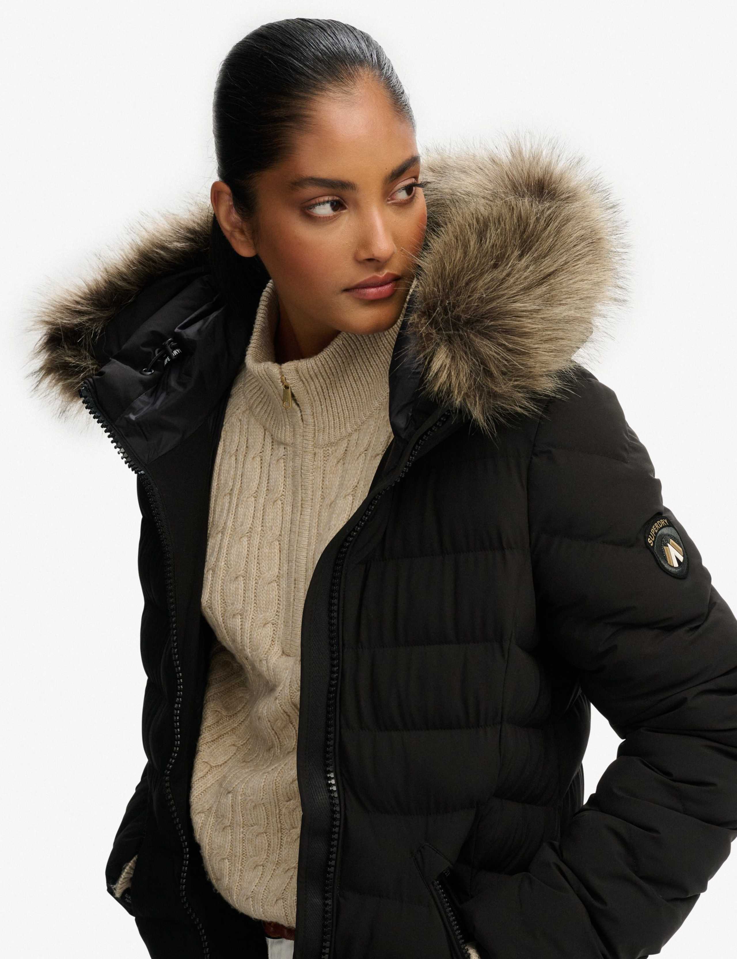 Hooded Funnel Neck Longline Puffer Jacket 7 of 8