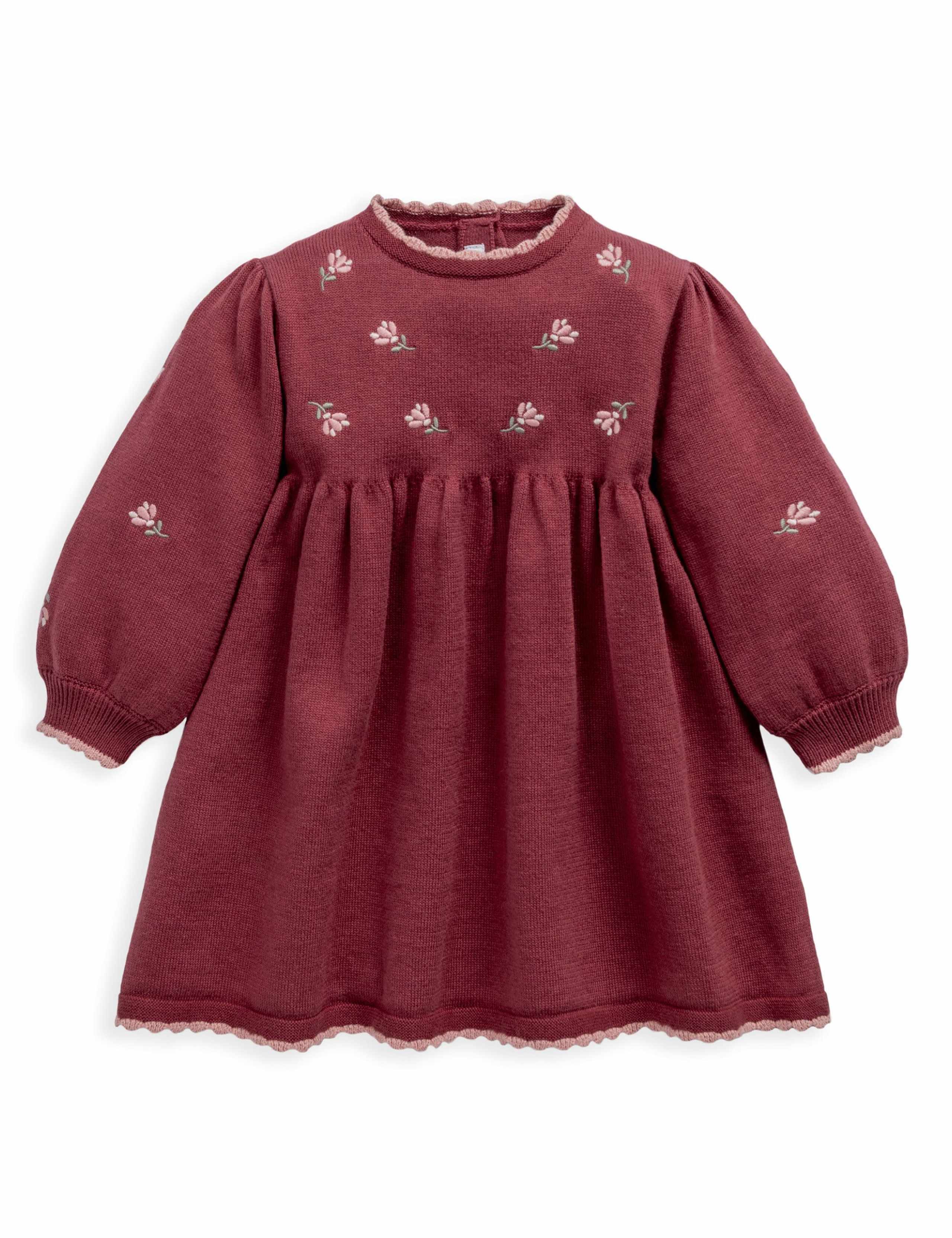 Pure Cotton Floral Embroidered Knitted Dress (0 Mths-3 Yrs) 2 of 3