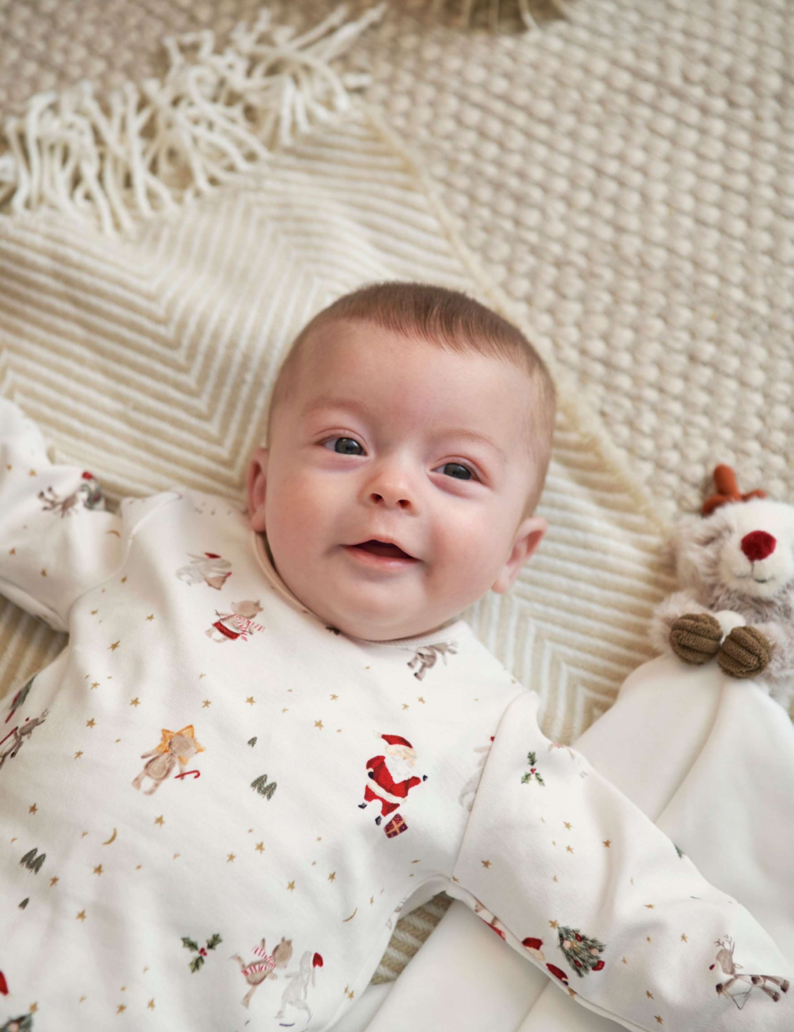 Pure Cotton Christmas Sleepsuit (0-12 Mths) 3 of 6