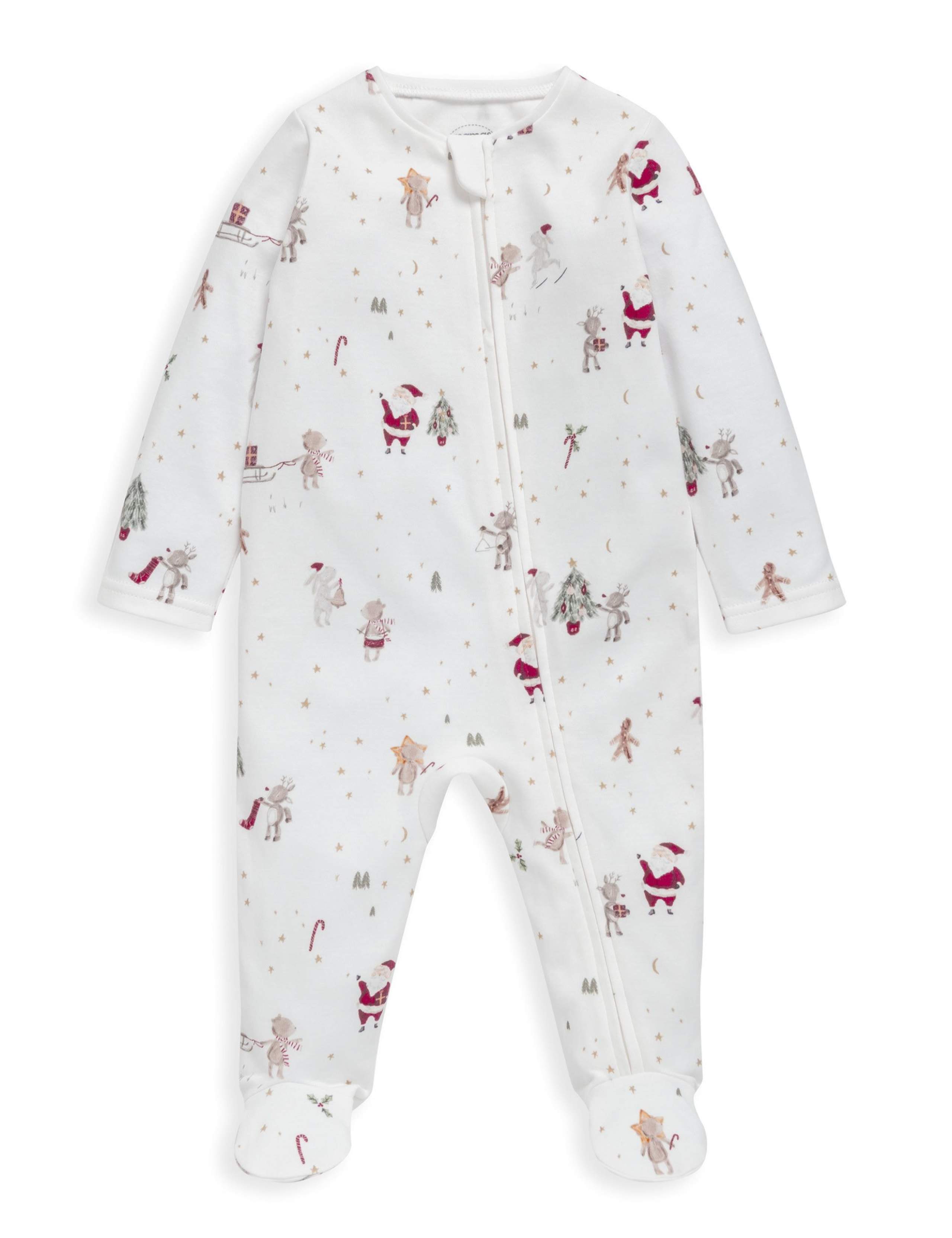 Pure Cotton Christmas Sleepsuit (0-12 Mths) 2 of 6