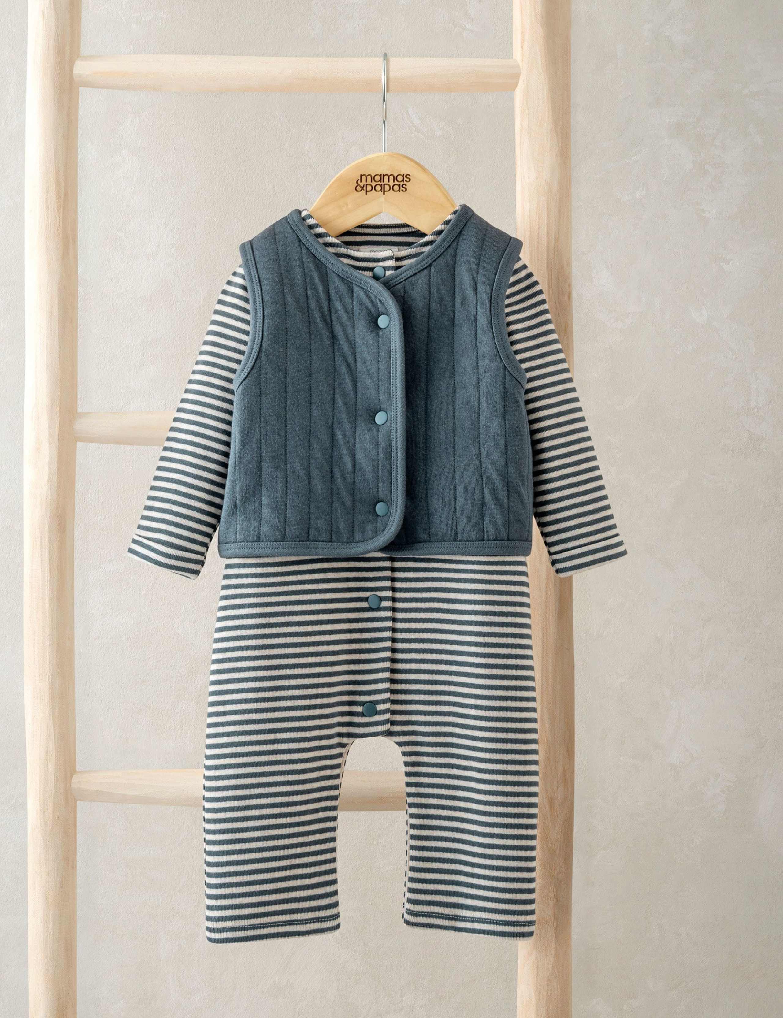 2pc Cotton Rich Gilet & Romper Set (0-12 Mths) 1 of 4