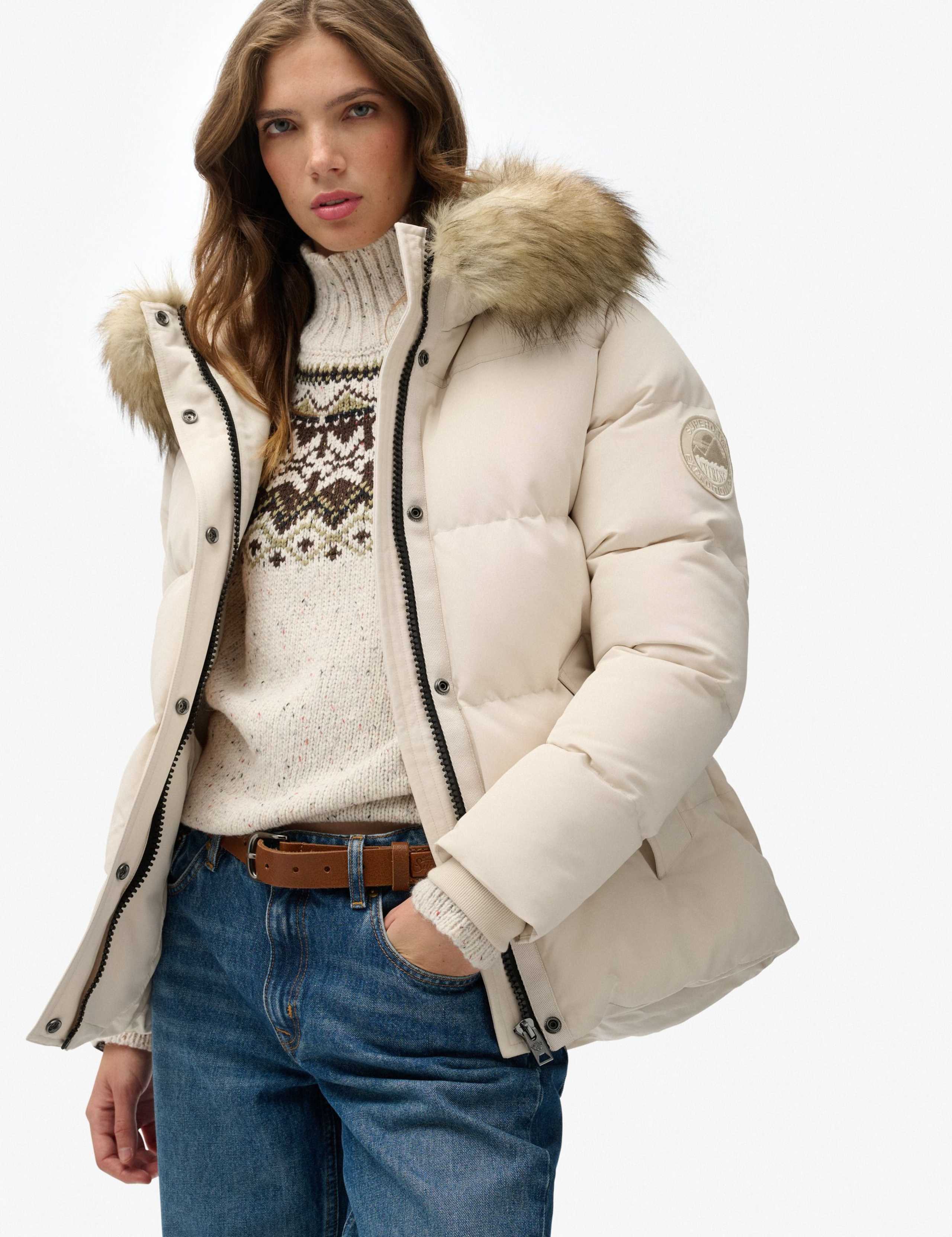 Hooded Faux Fur Trim Puffer Coat 2 of 4