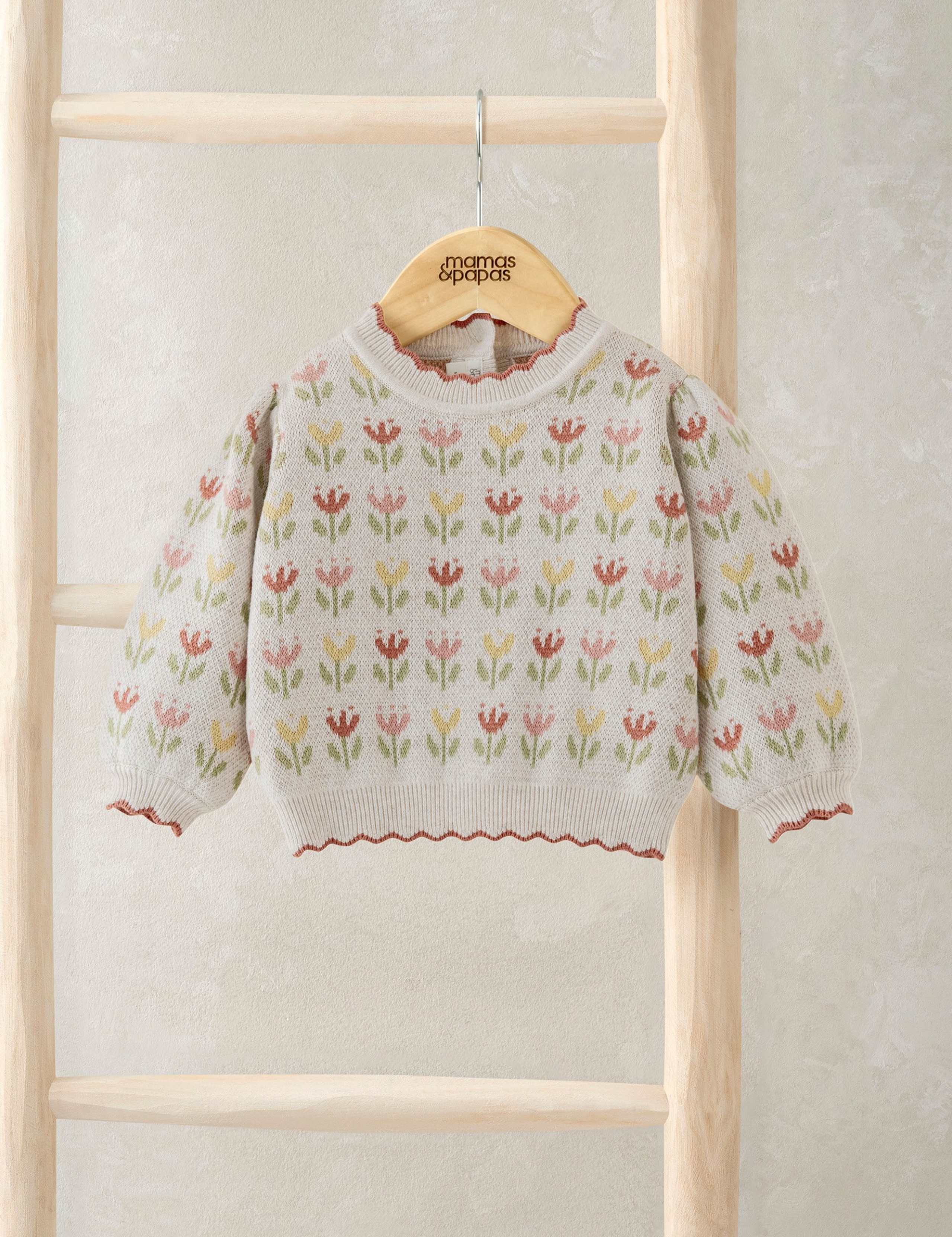 Pure Cotton Floral Jumper (0 Mths-3 Yrs) 1 of 2