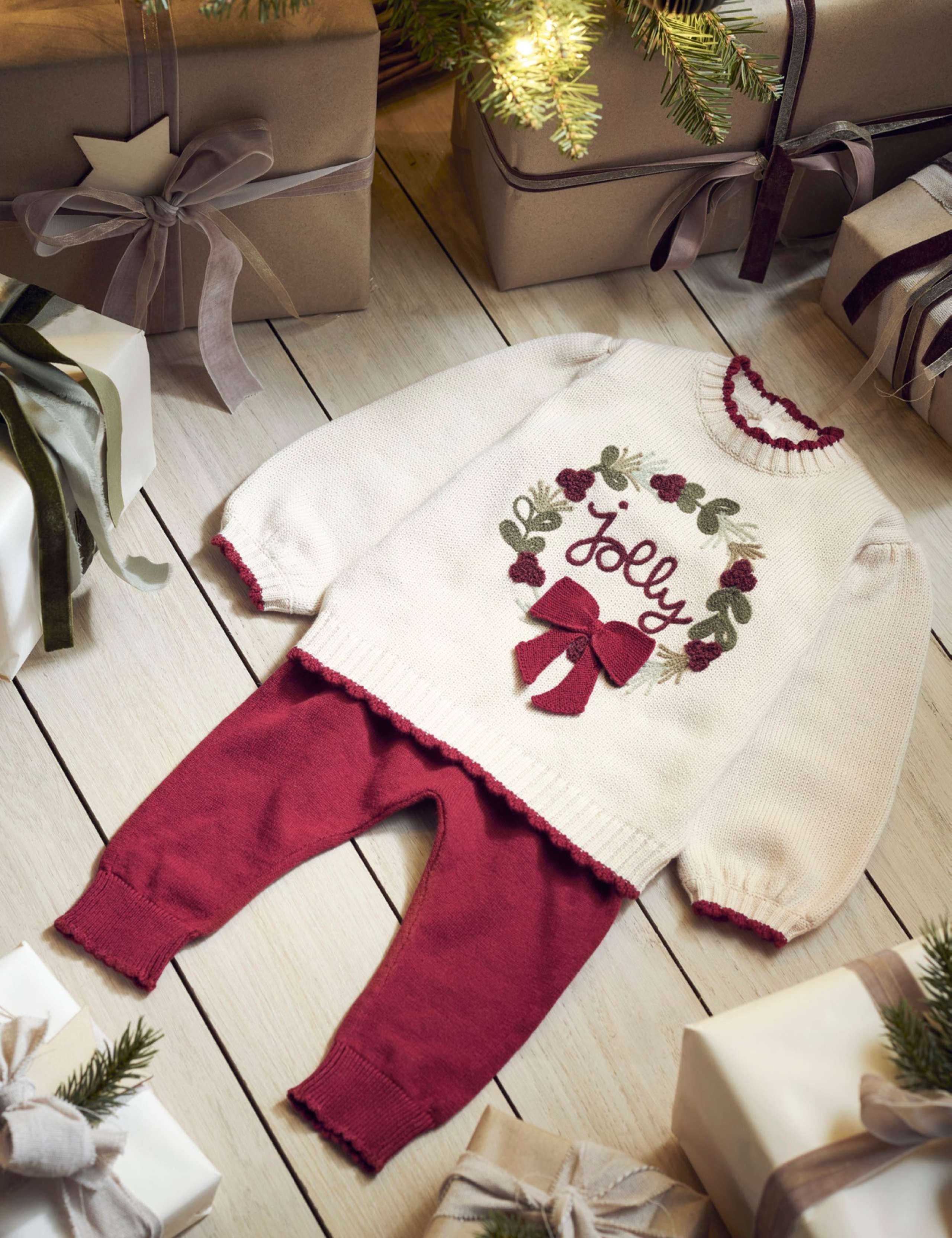 Pure Cotton Christmas Top & Leggings Set (0-3 Yrs) 3 of 8