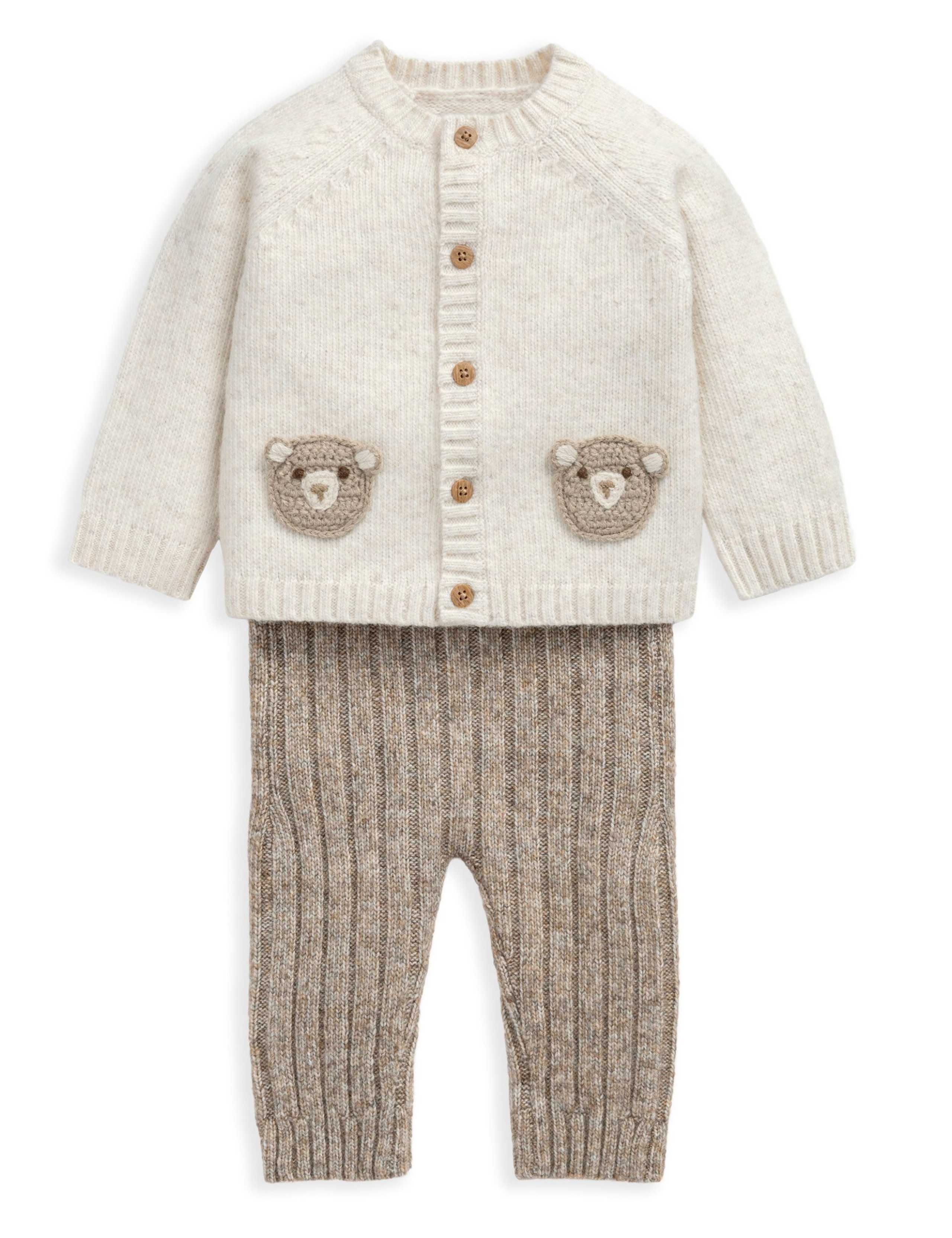 Pure Cotton Knitted Cardigan & Leggings Set (0-12 Mths) 2 of 5