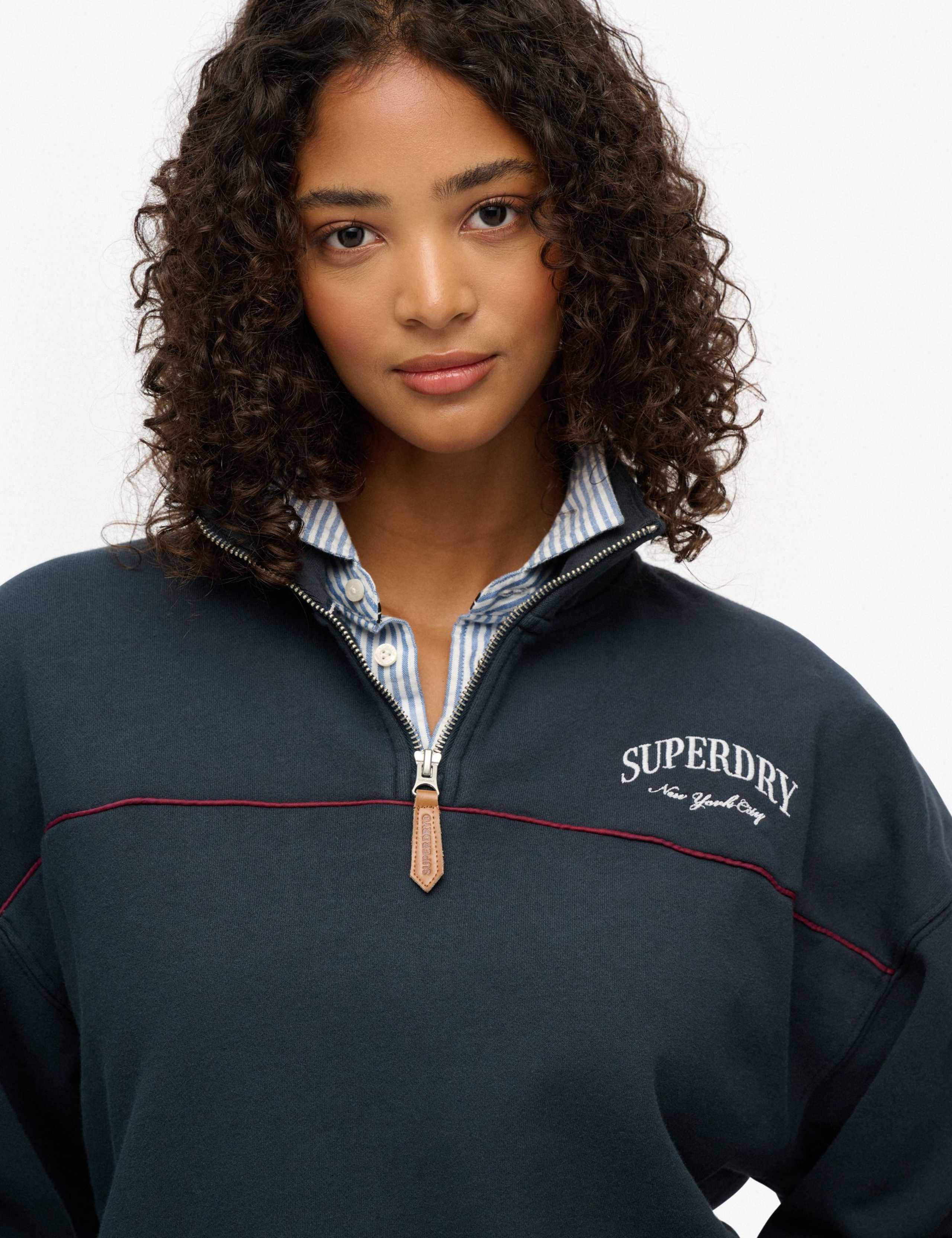 Cotton Rich Logo Half Zip Sweatshirt 3 of 5