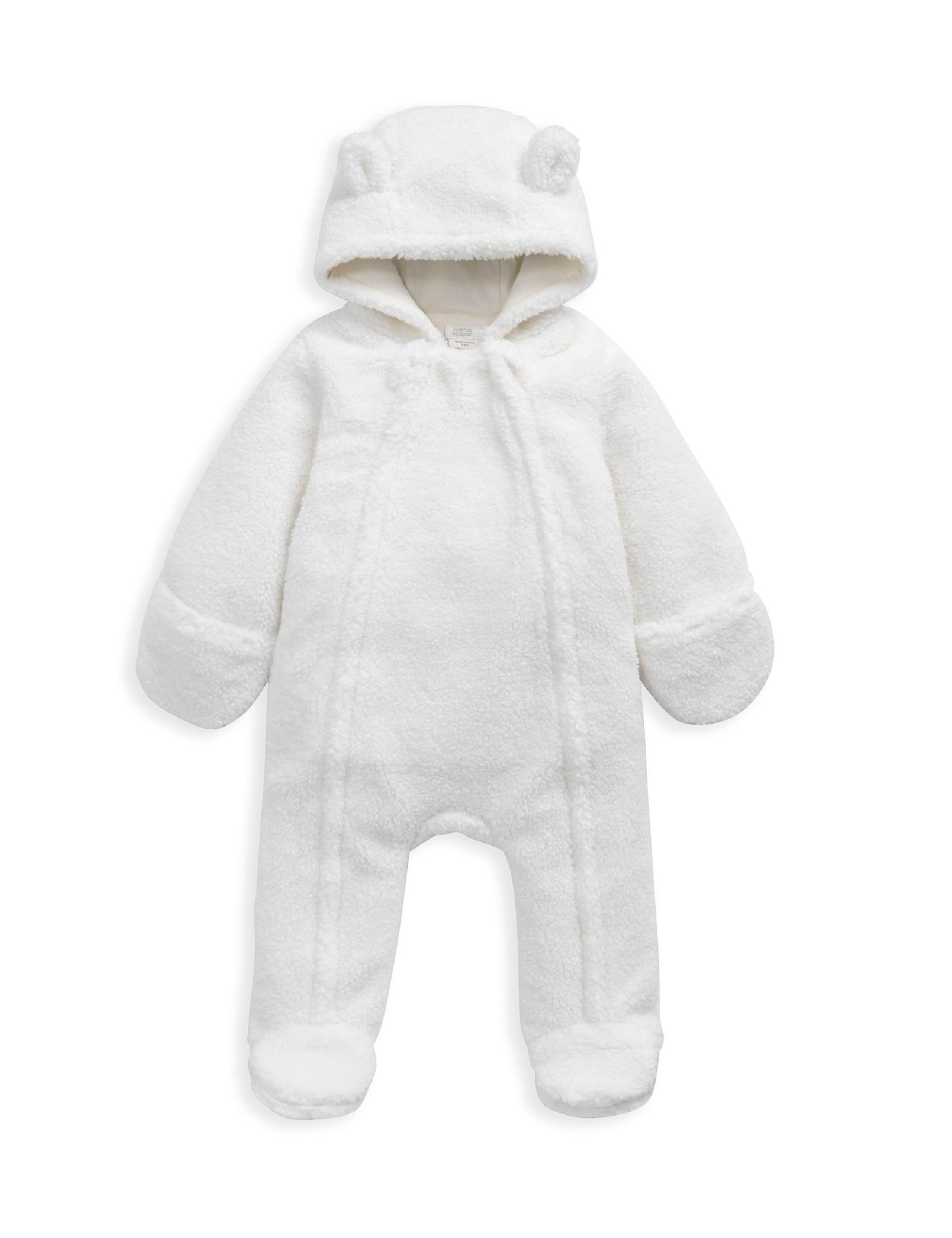 Borg Bear Ears Zip Pramsuit (0-12 Mths) 2 of 3