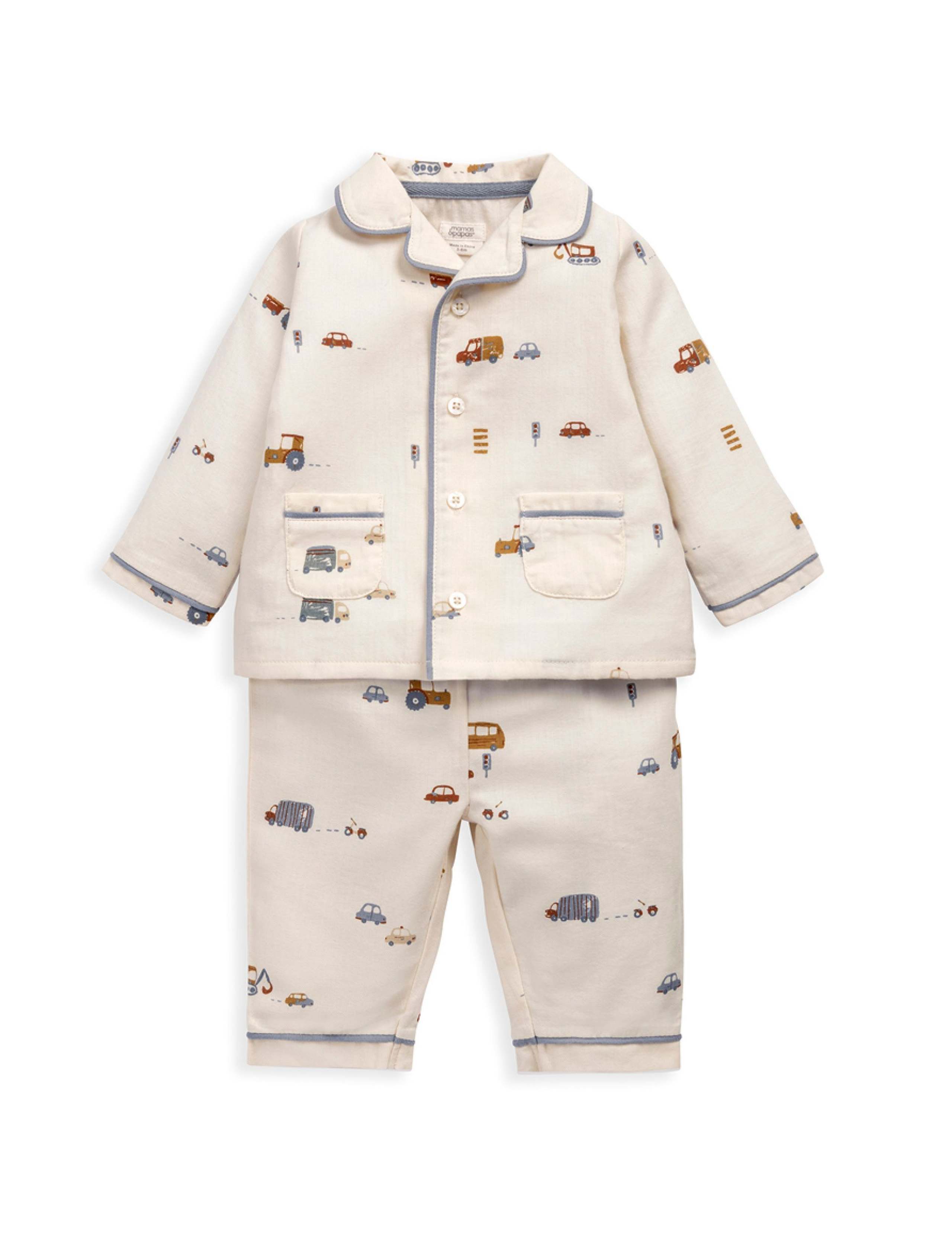 Pure Cotton Transport Print Pyjamas (3 Mths-3 Yrs) 2 of 4