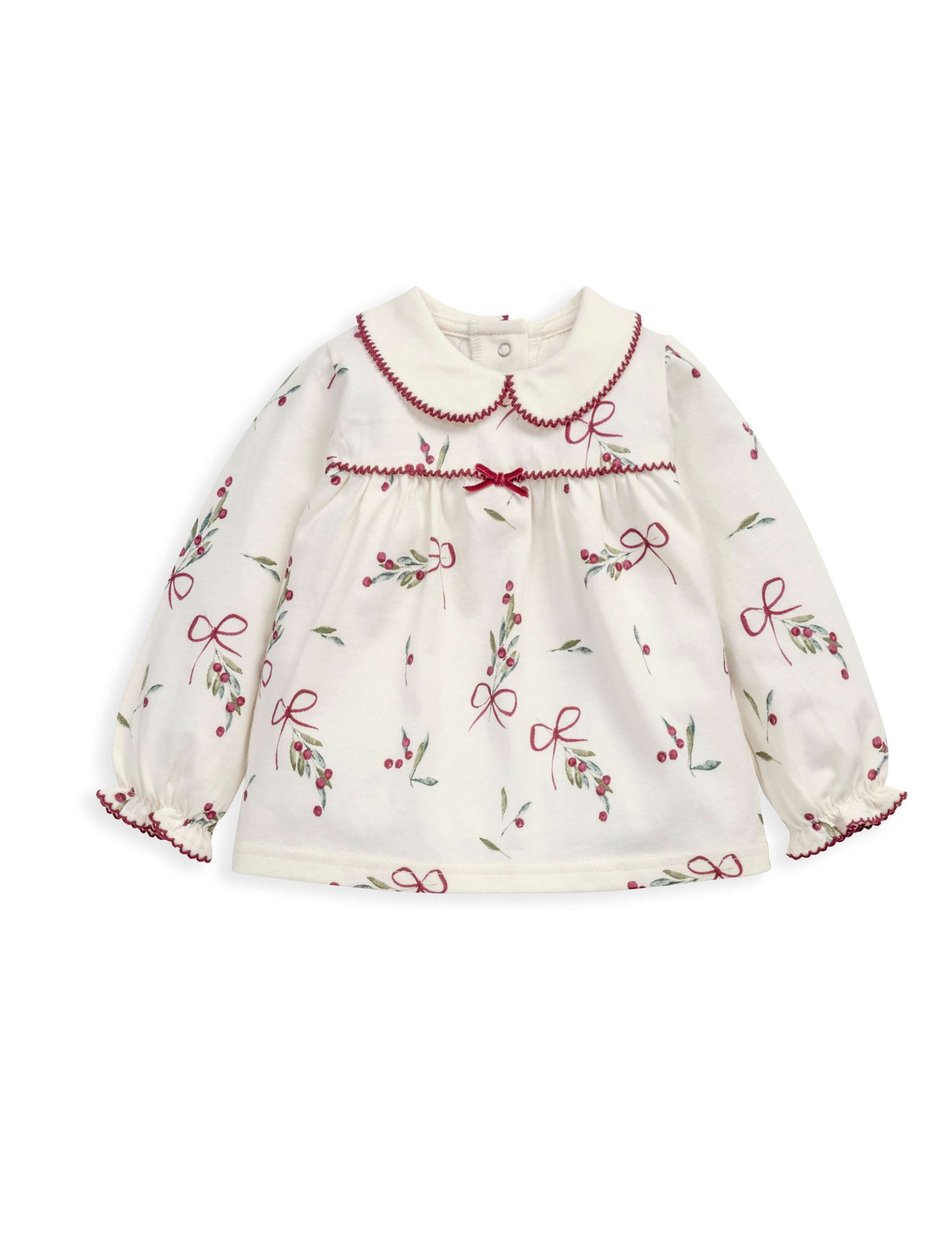 Pure Cotton Mistletoe Print Christmas Pyjamas (0 Mths-3 Yrs) 5 of 10