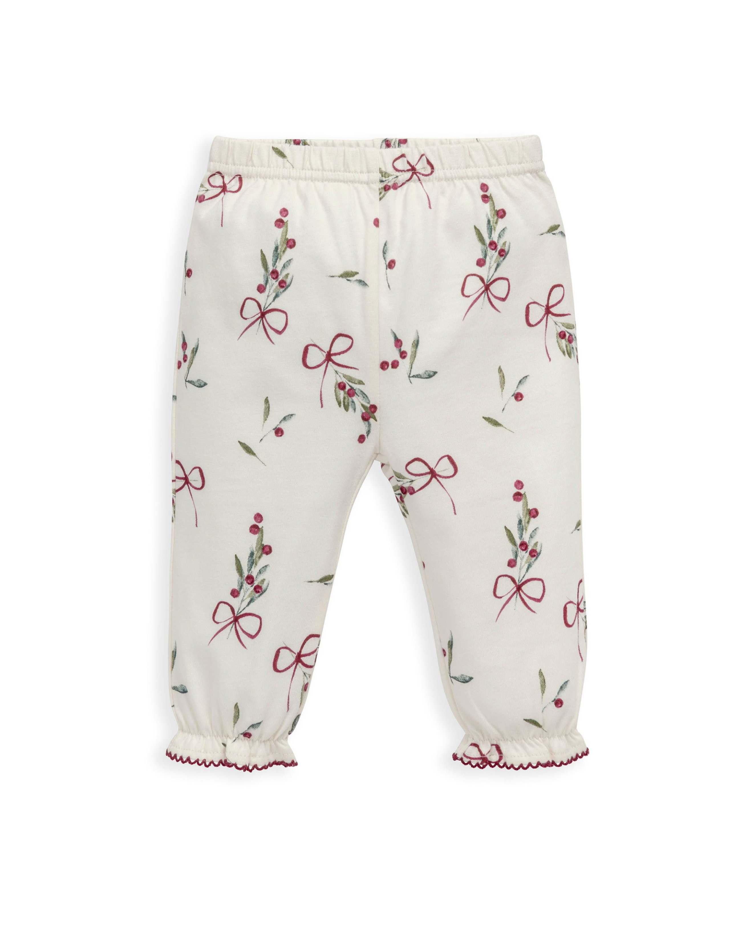 Pure Cotton Mistletoe Print Christmas Pyjamas (0 Mths-3 Yrs) 8 of 10
