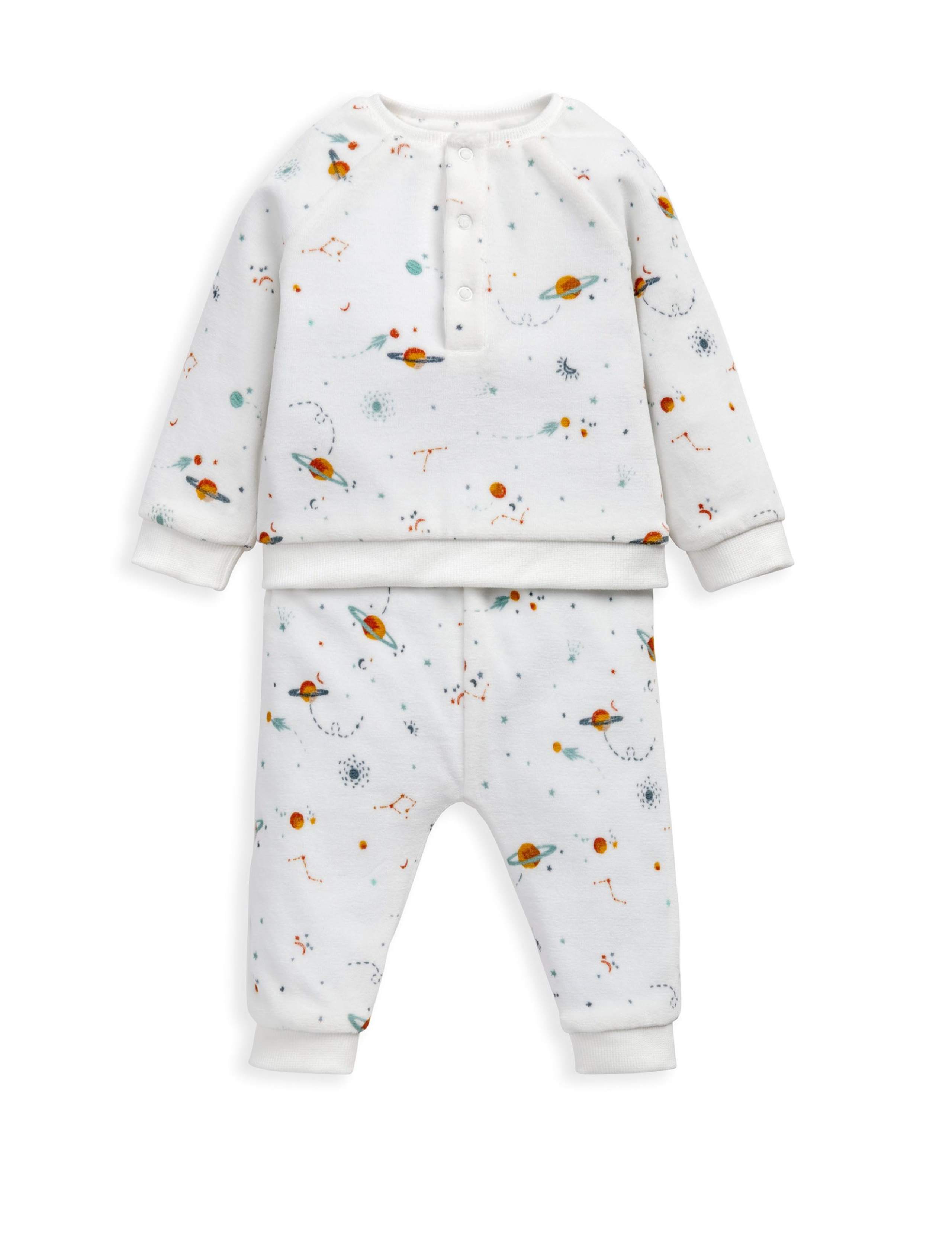 Velour Planets Print Pyjamas (2-24 Mths) 2 of 4