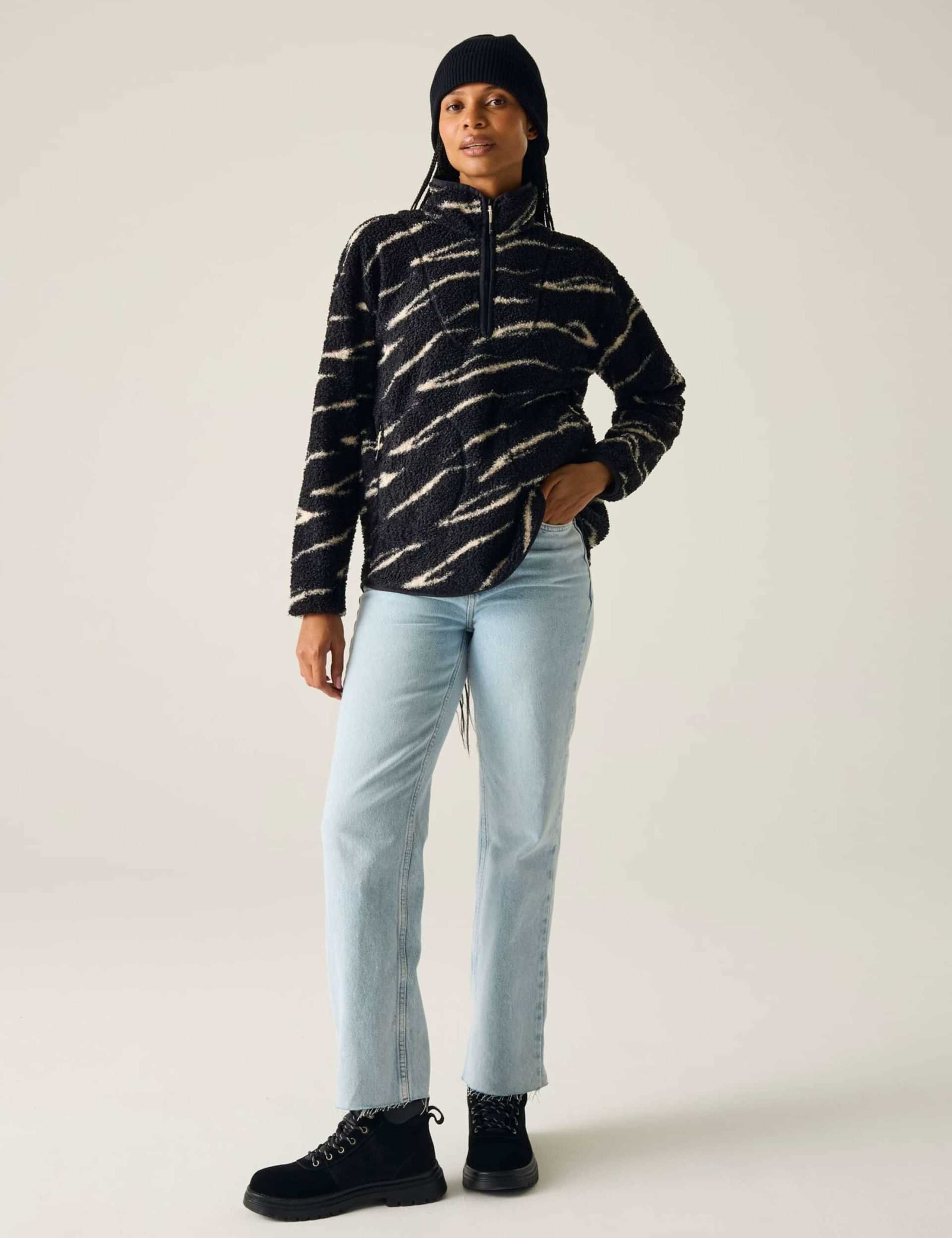 Frankie Borg Zebra Print Half Zip Fleece 3 of 5