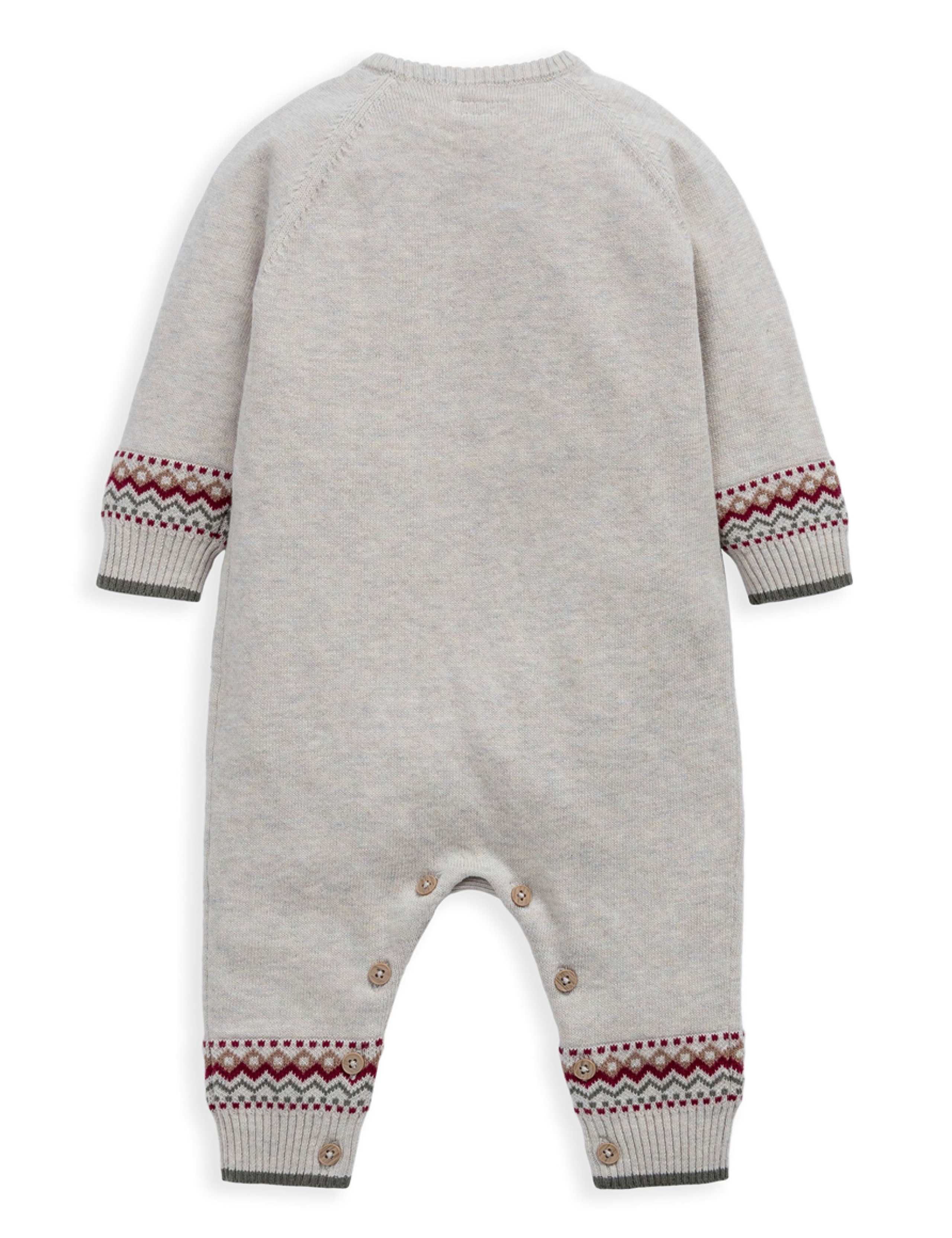 Pure Cotton Christmas Train Knitted Romper (0-18 Mths) 3 of 3