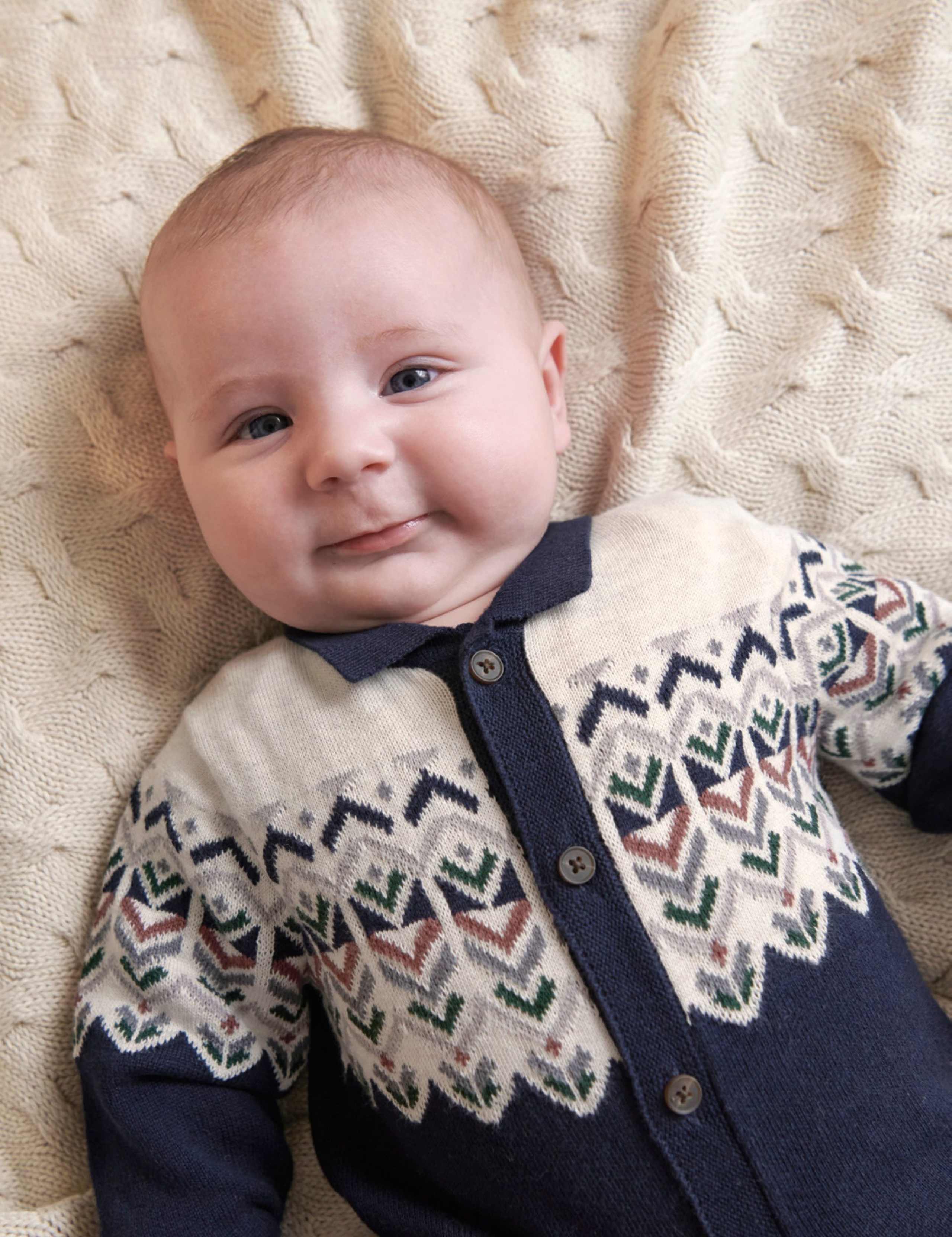 Pure Cotton Knitted Fair Isle Romper (0-18 Mths) 4 of 6