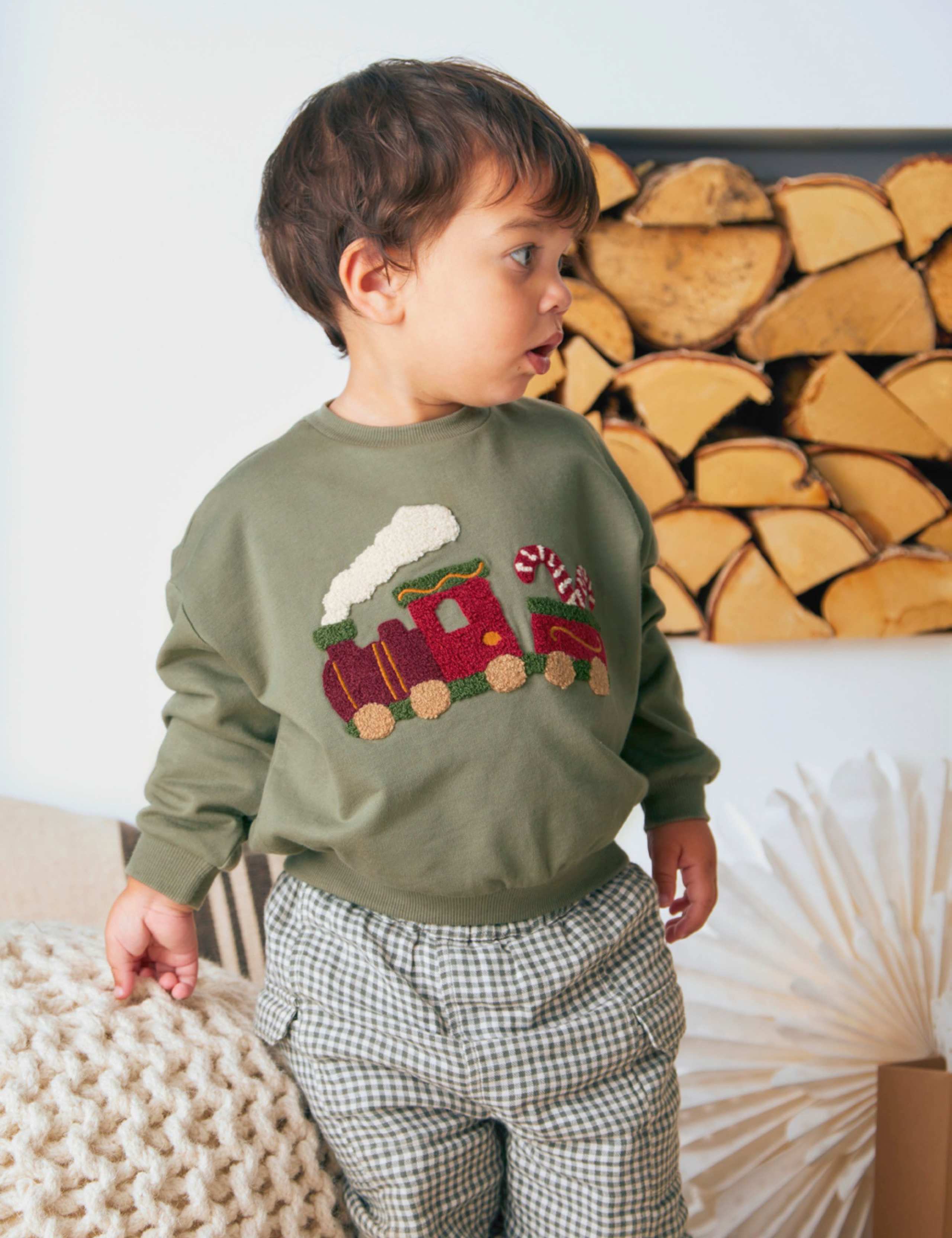 Pure Cotton Train Christmas Sweatshirt (0 Mths-3 Yrs) 3 of 5