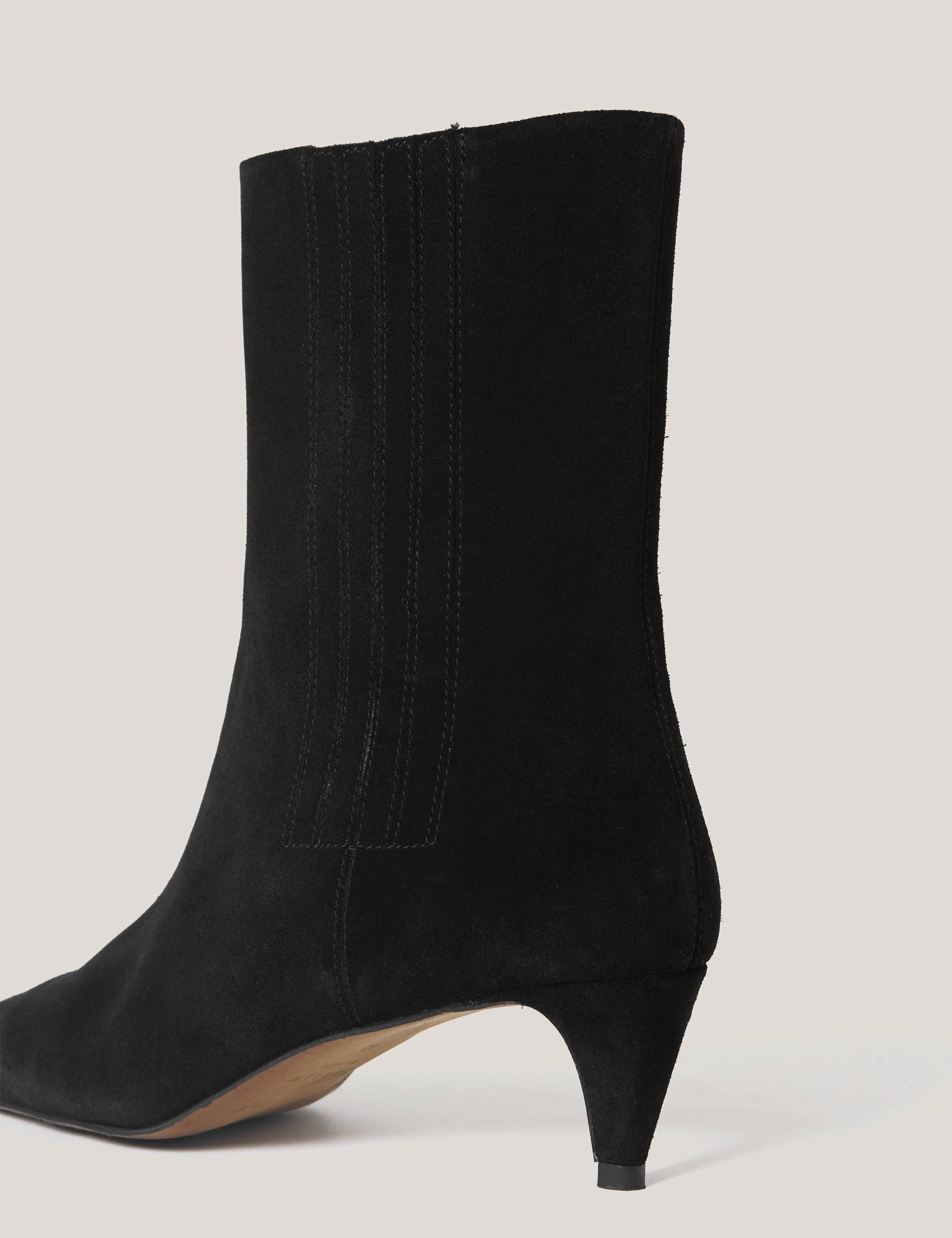 Suede Kitten Heel Chisel Toe Ankle Boots 2 of 4