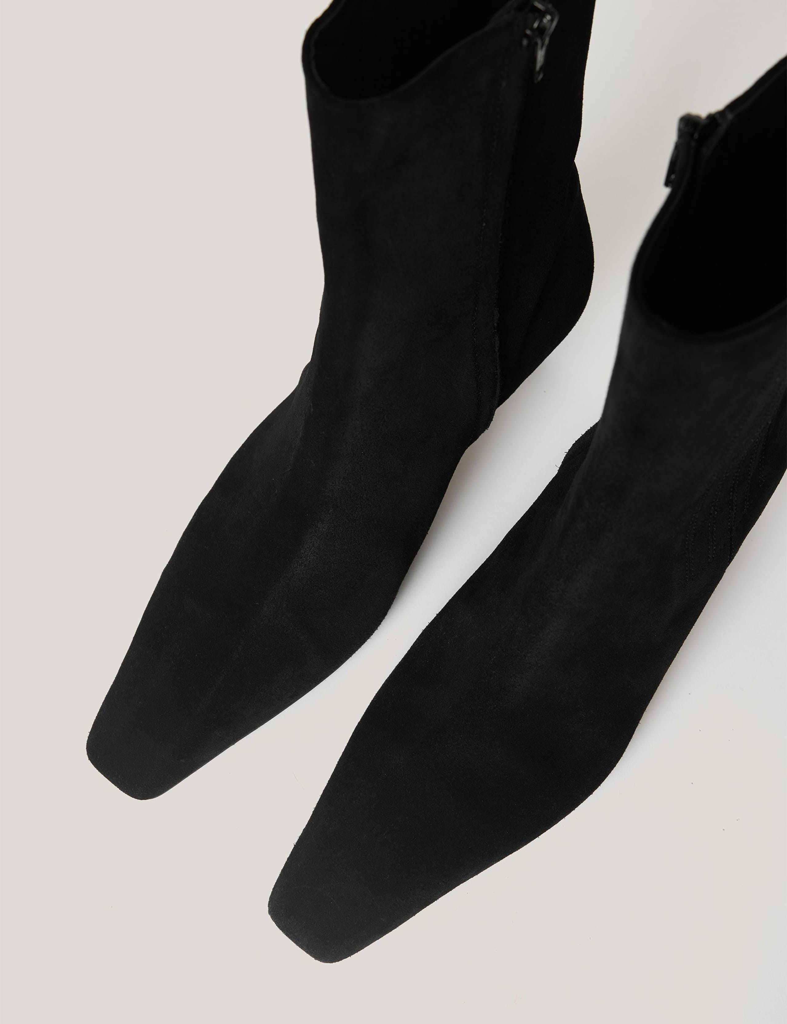 Suede Kitten Heel Chisel Toe Ankle Boots 3 of 4